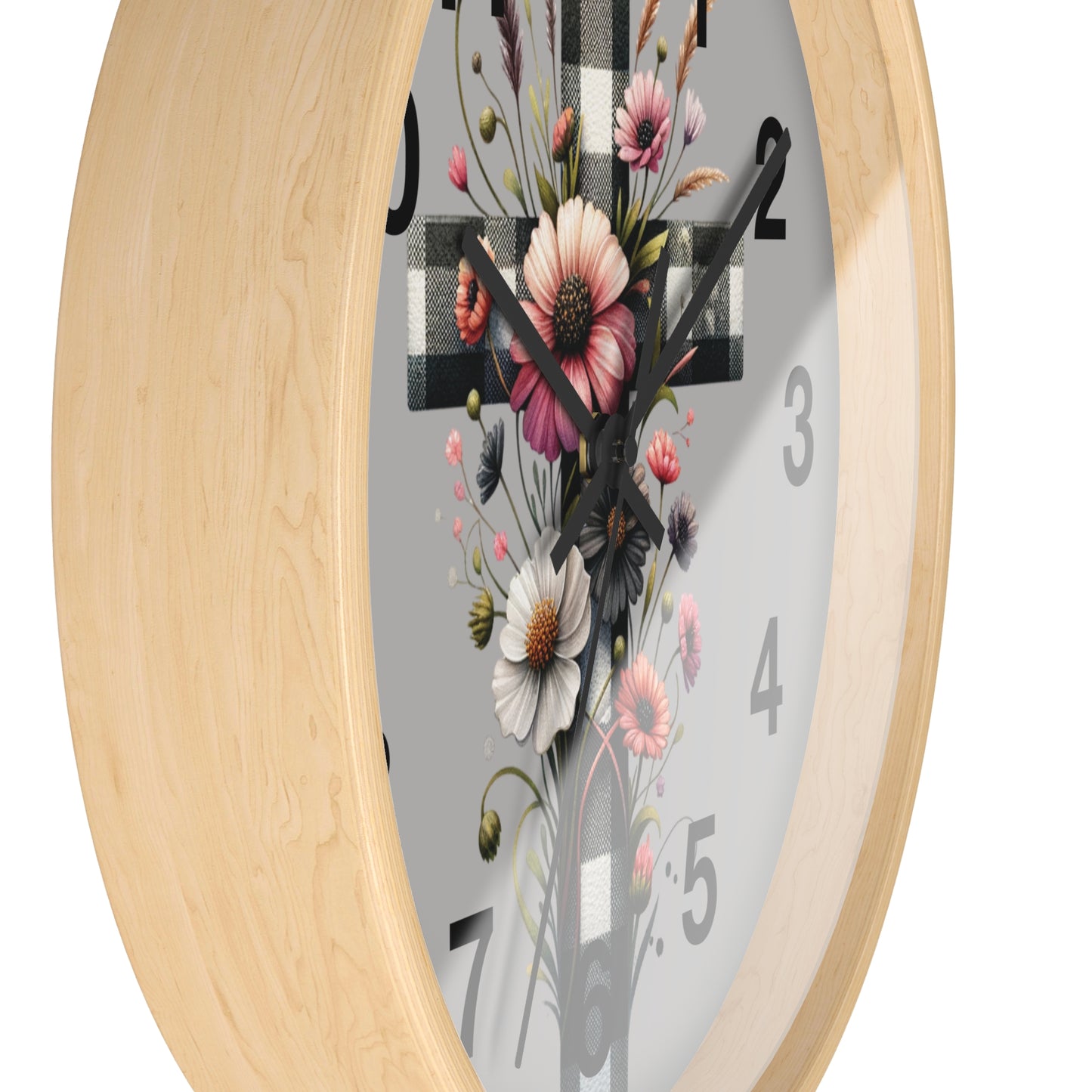 Floral Cross Wall Clock - Elegant Decor for Faith & Home