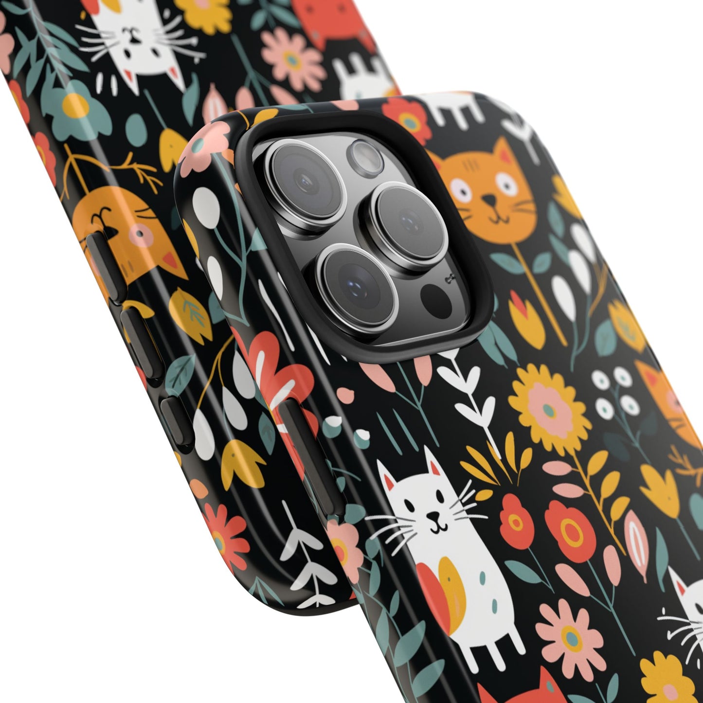 Whimsical Feline Garden iPhone and Samsung Tough Phone Cases,