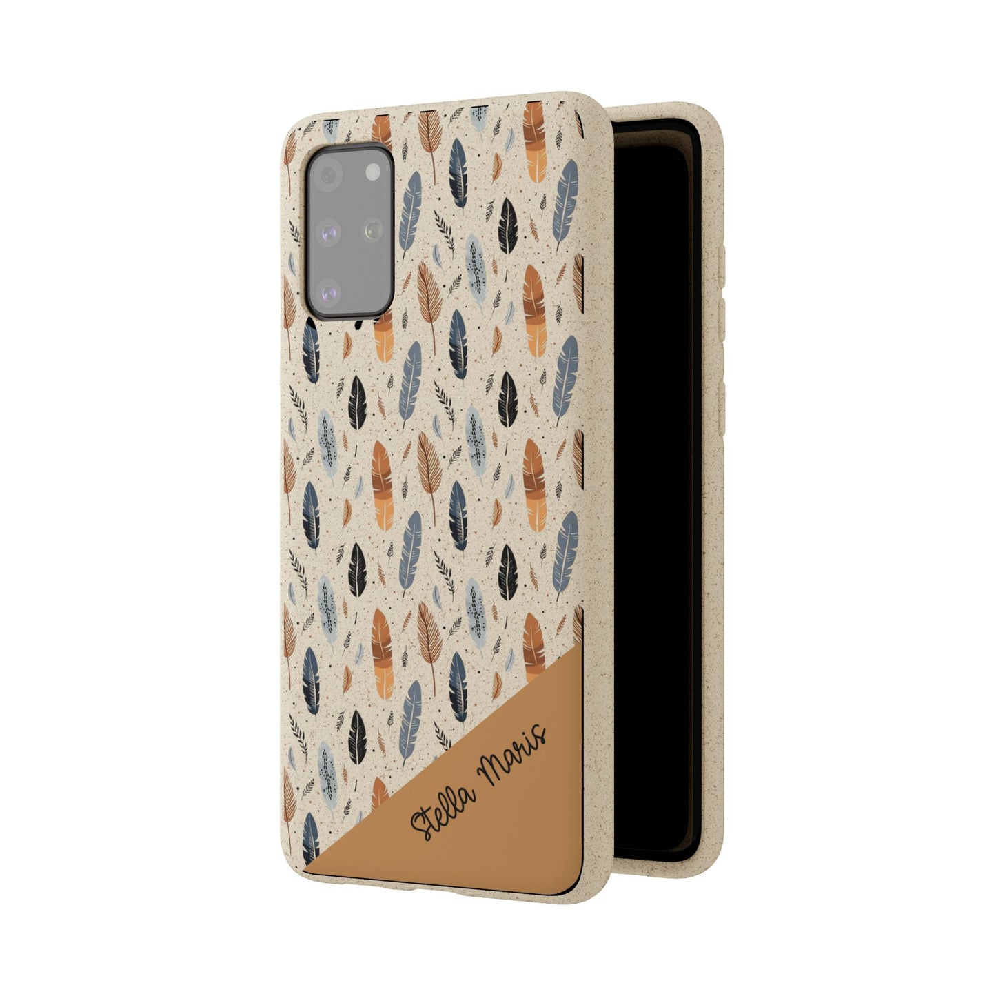 Personalized Whispering Feathers Samsung and iPhone Biodegradable Case, Custom Name Case.