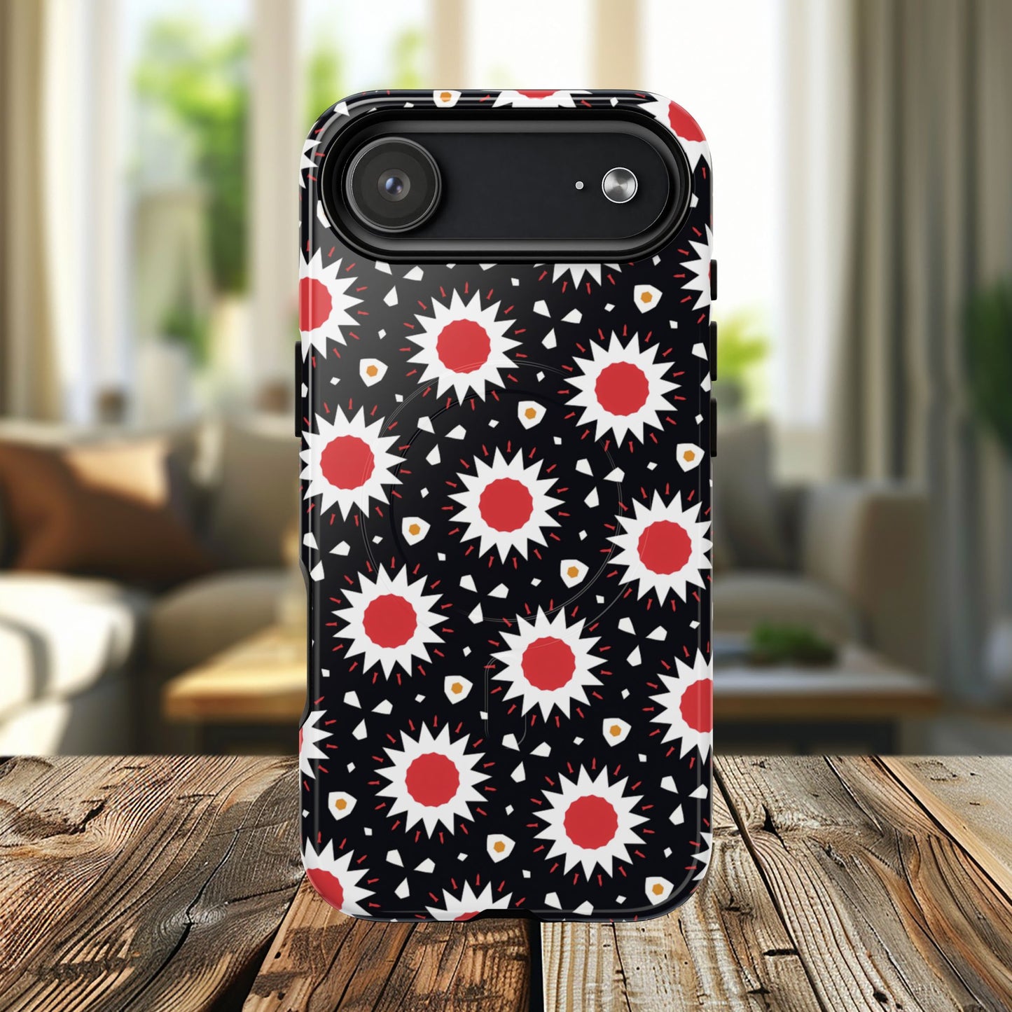 Crimson Spark Radiance Bold Floral Magnetic iPhone Cases, Stylish Tough Cases, Unique iPhone Accessories, Perfect Gift for Her, Trendy Tech Gear.