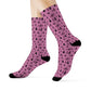 Winter Wonderland Pink Crew Socks - Soft & Elastic Polyester/Spandex Blend - One Size Fits All