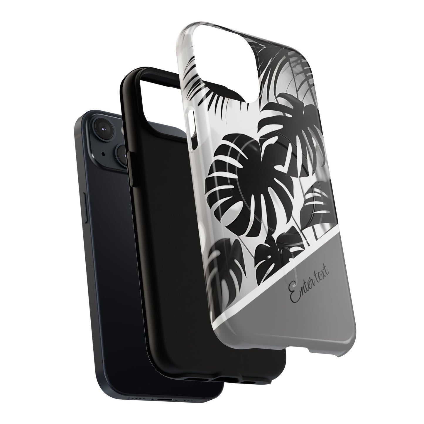 Personalized Monochrome Monstera Tropical Phone Case - Tough Magnetic MagSafe® Cases, Gifts for Nature Lovers, Stylish Phone Accessories, Gifts for Her.