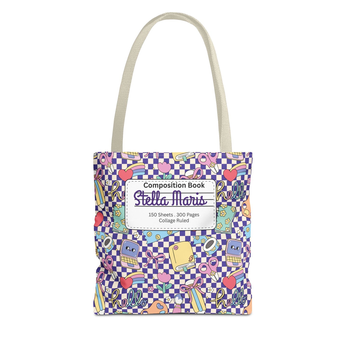 Personalized Purple Doodle Daydream Composition Book Inspired Tote Bag, Back to School Tote, Teacher Gift, Kids Bag, Custom Name Bag, Educational Accessories, Back to School Tote Bag.