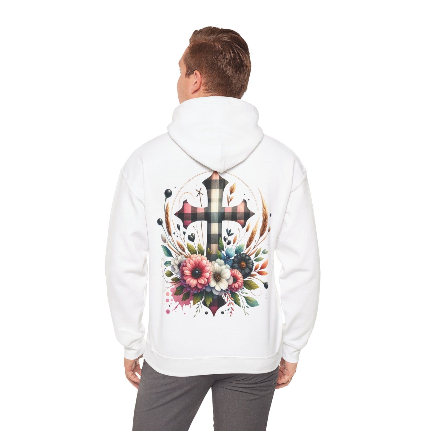 Faith and Floral Cross Unisex Gildan Hoodie Sweatshirt