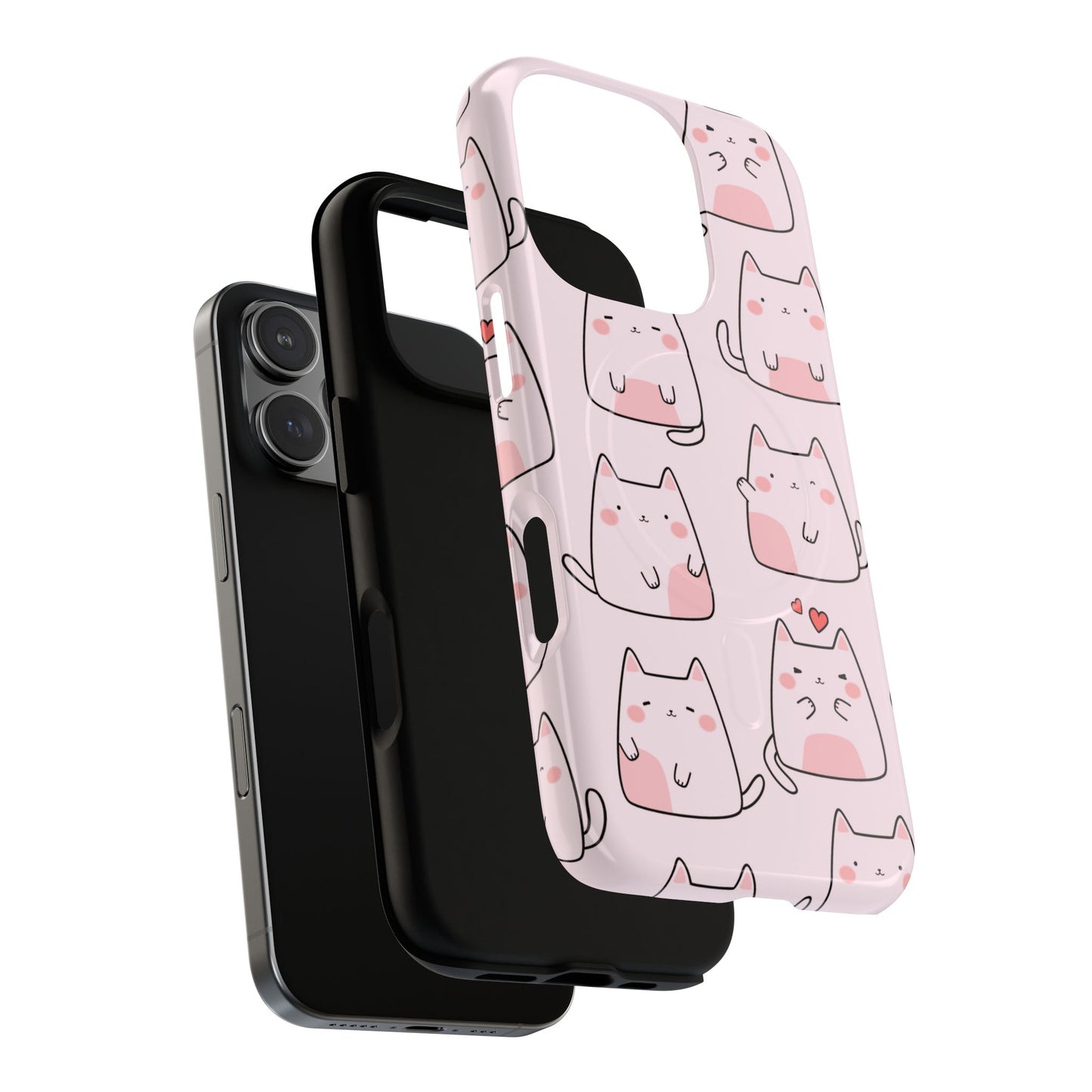 Cute Cat Magnetic iPhone Case, Tough iPhone Cover, Cat Lover Gift, Kawaii Style Case, Pet-Themed Gift
