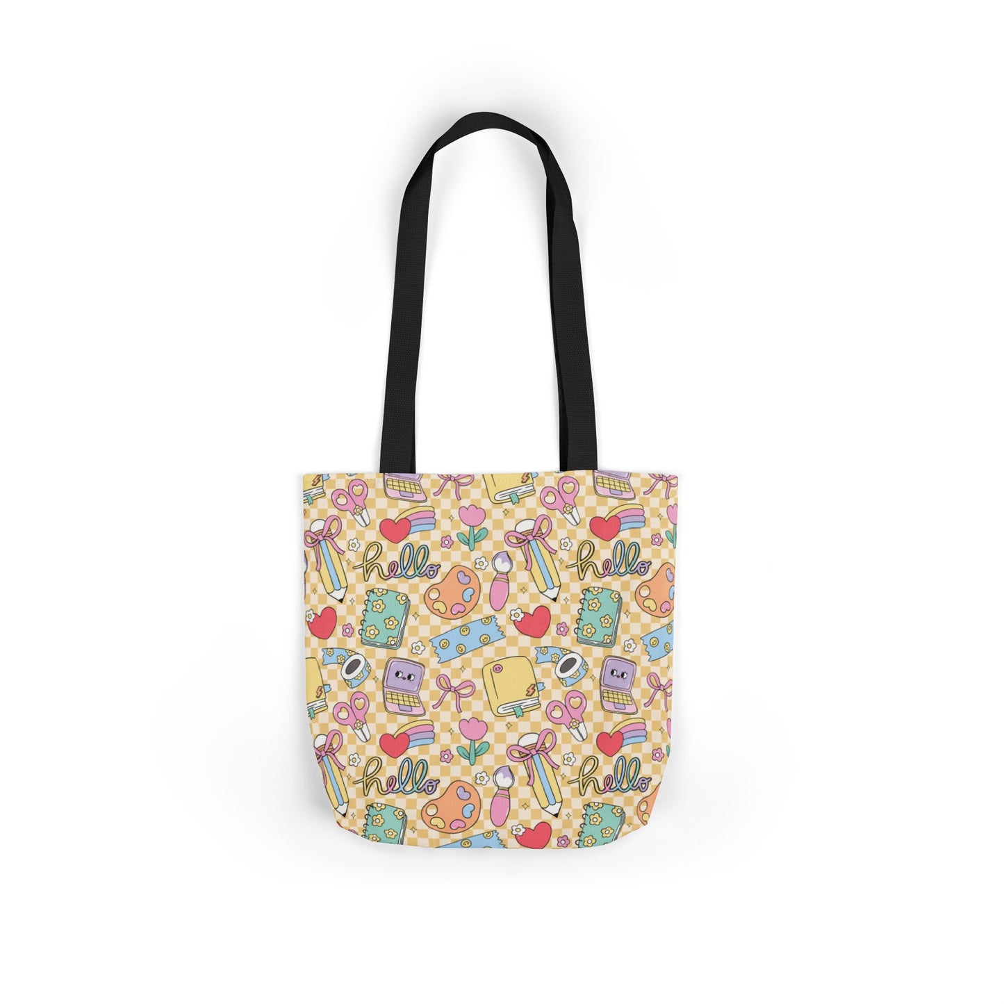 Personalized Doodle Daydream Composition Book Inspired Canvas Tote Bag with Colorful Straps, Cute School Bag, Eco-Friendly Tote, Back to School Shopping Bag, Teacher Gift Idea
