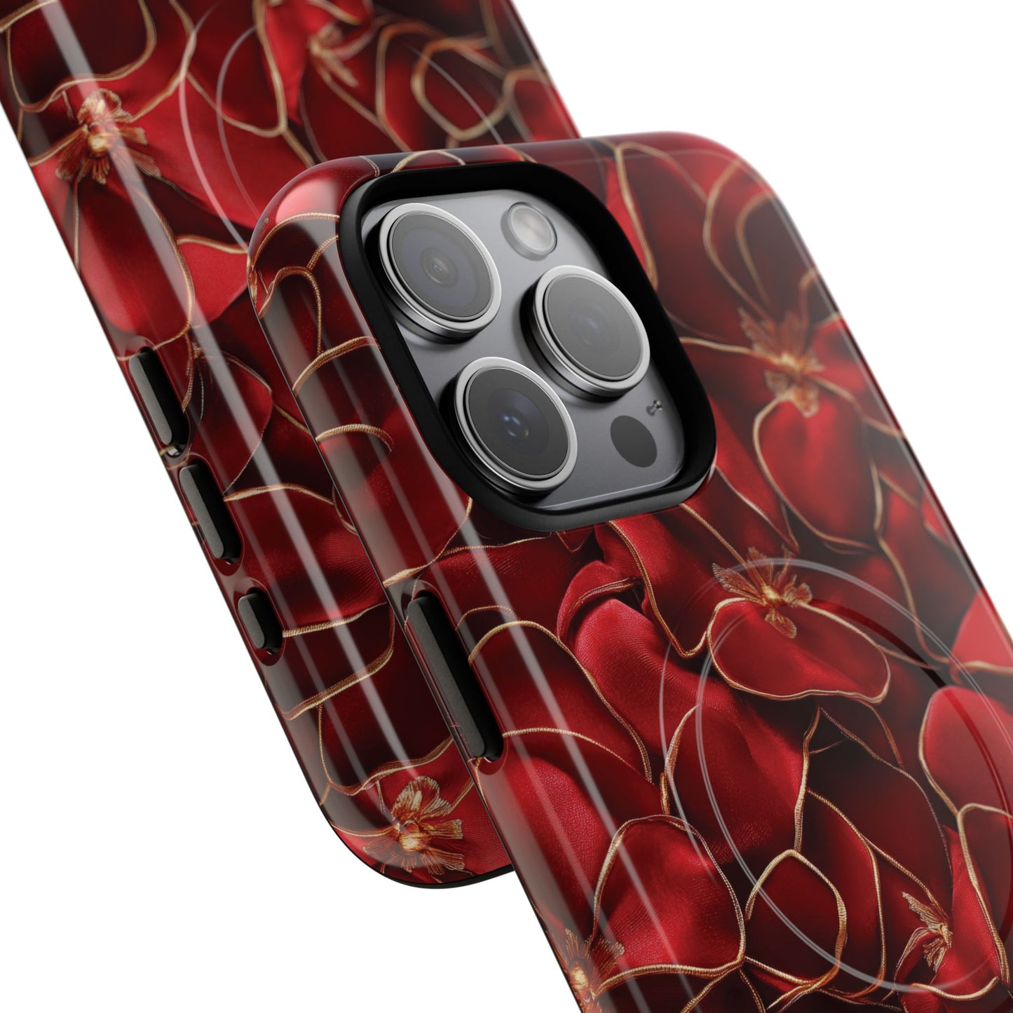 Crimson Bloom Tough iPhone Magnetic Case, Protective iPhone Case, Stylish iPhone Cover, Gift for Her, Mother's and Birthday Gifts, Unique Floral Accessories