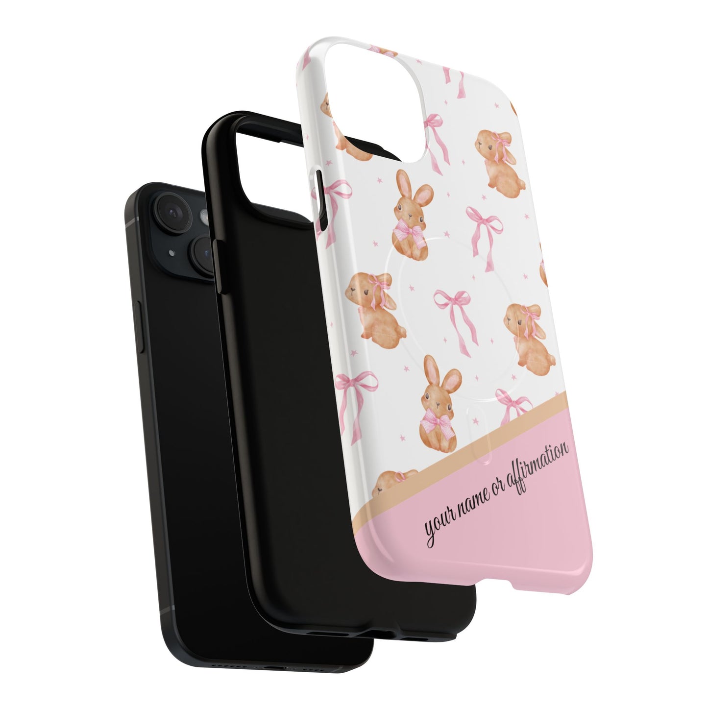 Personalized Bunny iPhone Case - Cute Animal Design, Tough MagSafe® Magnetic Case, Easter Gift, Spring Aesthetic, Kids Accessories