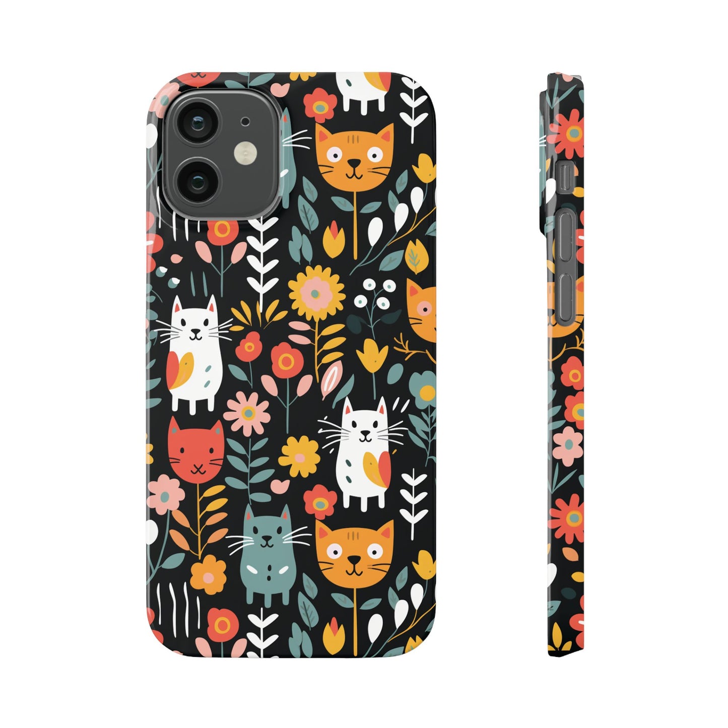 Whimsical Feline Garden Slim Cases for iPhone and Samsung Phones