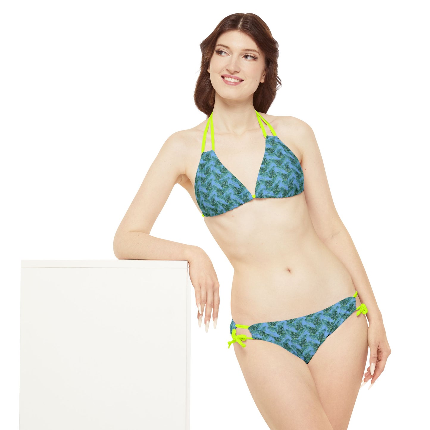 Blue Tropical Bliss Strappy Bikini Set (AOP)