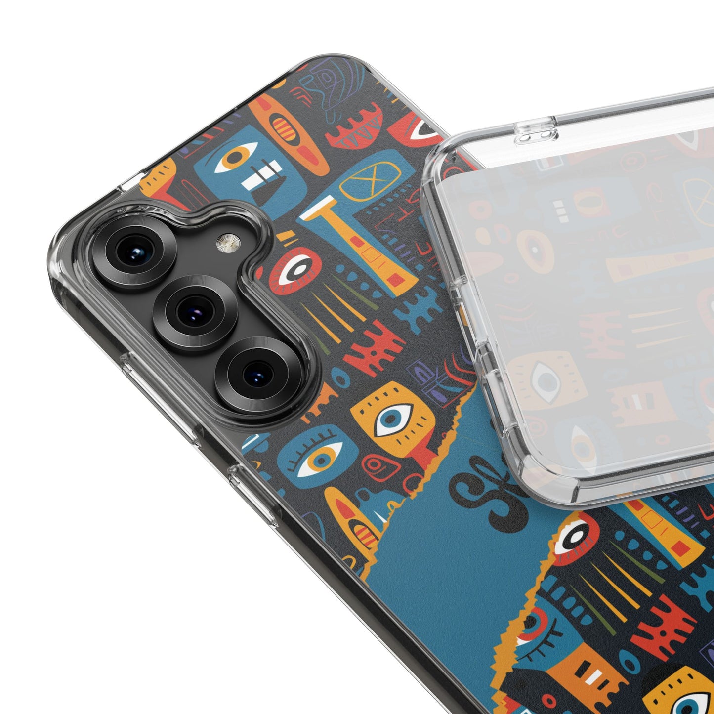 Phone Case — Colorful Abstract Faces Clear Impact-Resistant Case
