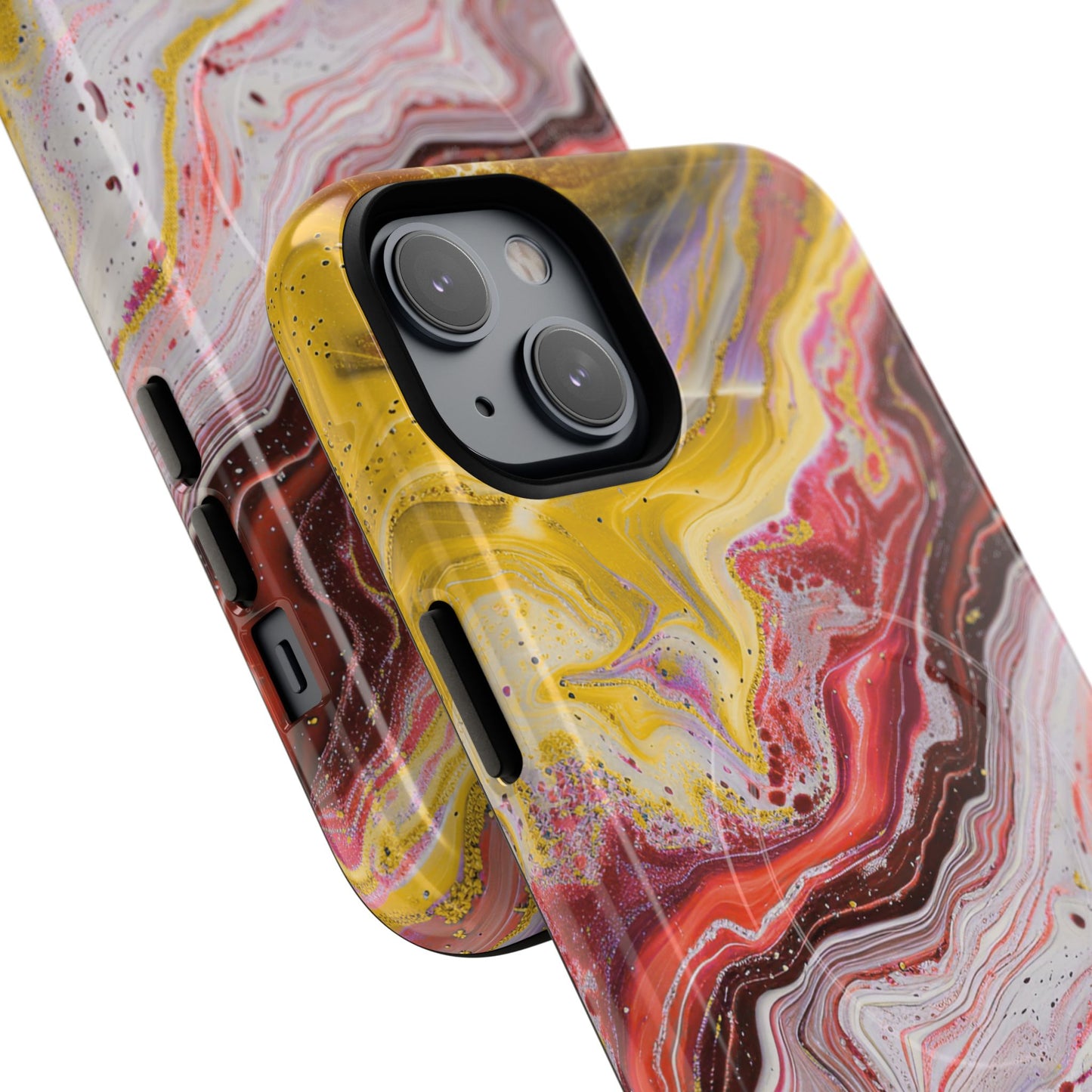 Colorful Red Marble iPhone Case, Tough Magnetic Cases, Stylish iPhone Protection, Unique Gift for iPhone Lovers, iPhone Accessories
