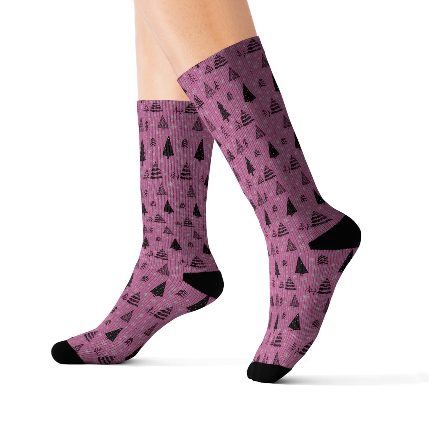 Winter Wonderland Pink Sublimation Socks - High-Quality Comfort with Stylish Sublimated Print