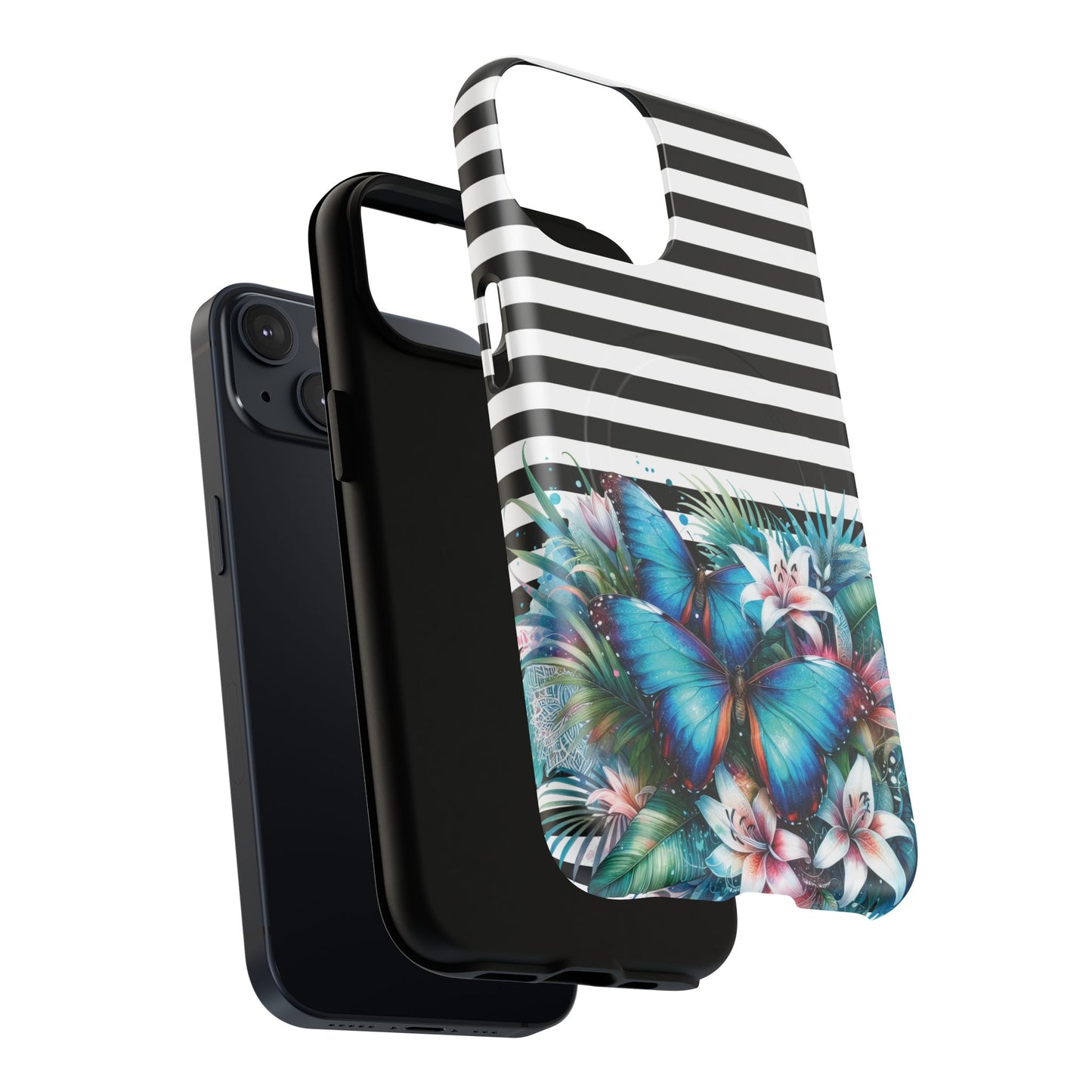 Wings of Wonder Tough iPhone Magnetic Case, Stylish Protection, Durable iPhone Cover, Butterfly Design Gift, Floral Case,Trendy Tech Accessory.