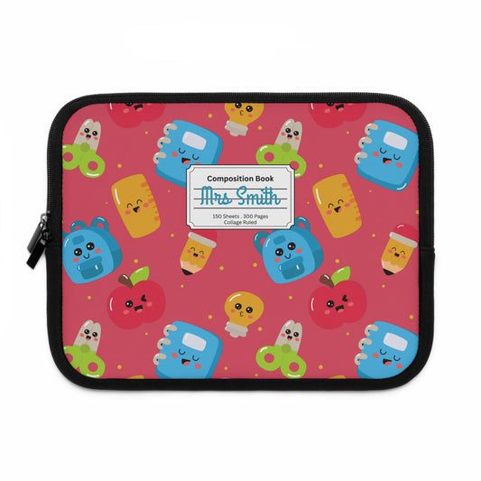 Personalized Kawaii Laptop Sleeve with Composition Book Inspired Design, Customizable Tech Case, School Supplies, Gift for Students, College Essentials, Back to School
