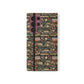 Book Stack Floral Flip iPhone and Samsung Phone Case — Vintage Library Wallet Cover.