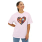 Patchwork Hearts Unisex Oversized Bella Canvas Boxy Tee