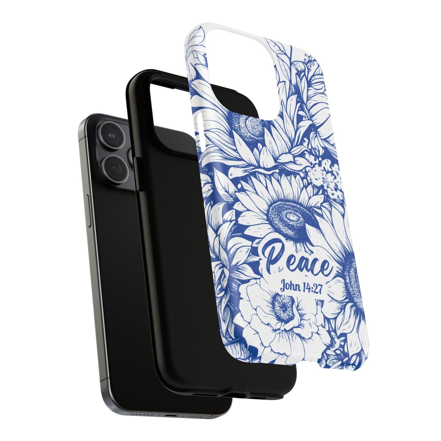 Peace I Leave with You John 14:27, Inspirational Gift, Tough iPhone Magnetic Case Scripture, Sunflower Bible Verse, MagSafe® iPhone® Tough Case, iPhone 14, iPhone 15, iPhone 16, Pro, Pro Max, Plus.