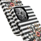 Grace in Bloom Tough Magnetic iPhone Case with Floral Cross Design, Boho iPhone Cover, Striped iPhone Case, Unique Religious Gift, Trendy Cell iPhone Accessory.