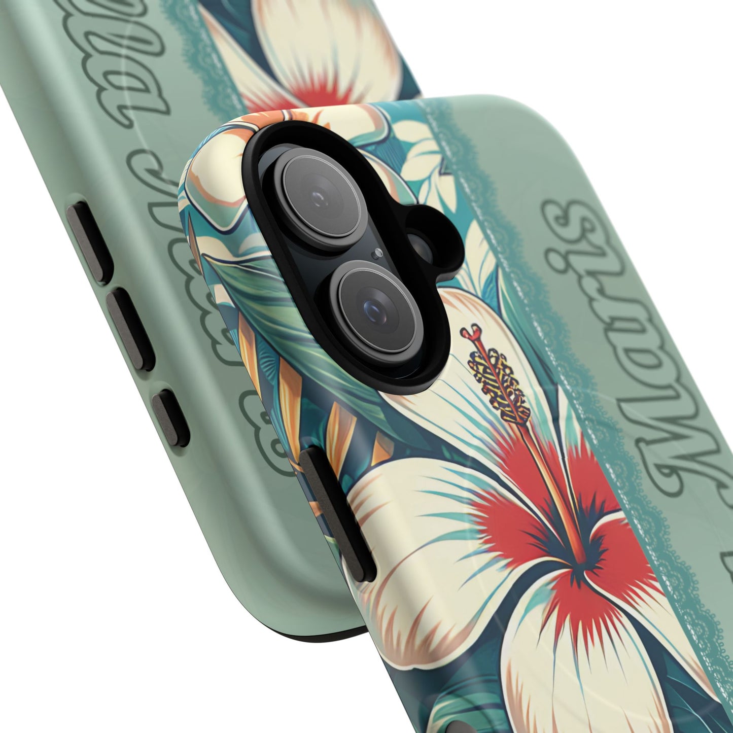 Personalized Tropical Floral Phone Case – Stylish Tough Magnetic Cases for iPhone, Customizable with Names, Perfect Gift for Nature Lovers