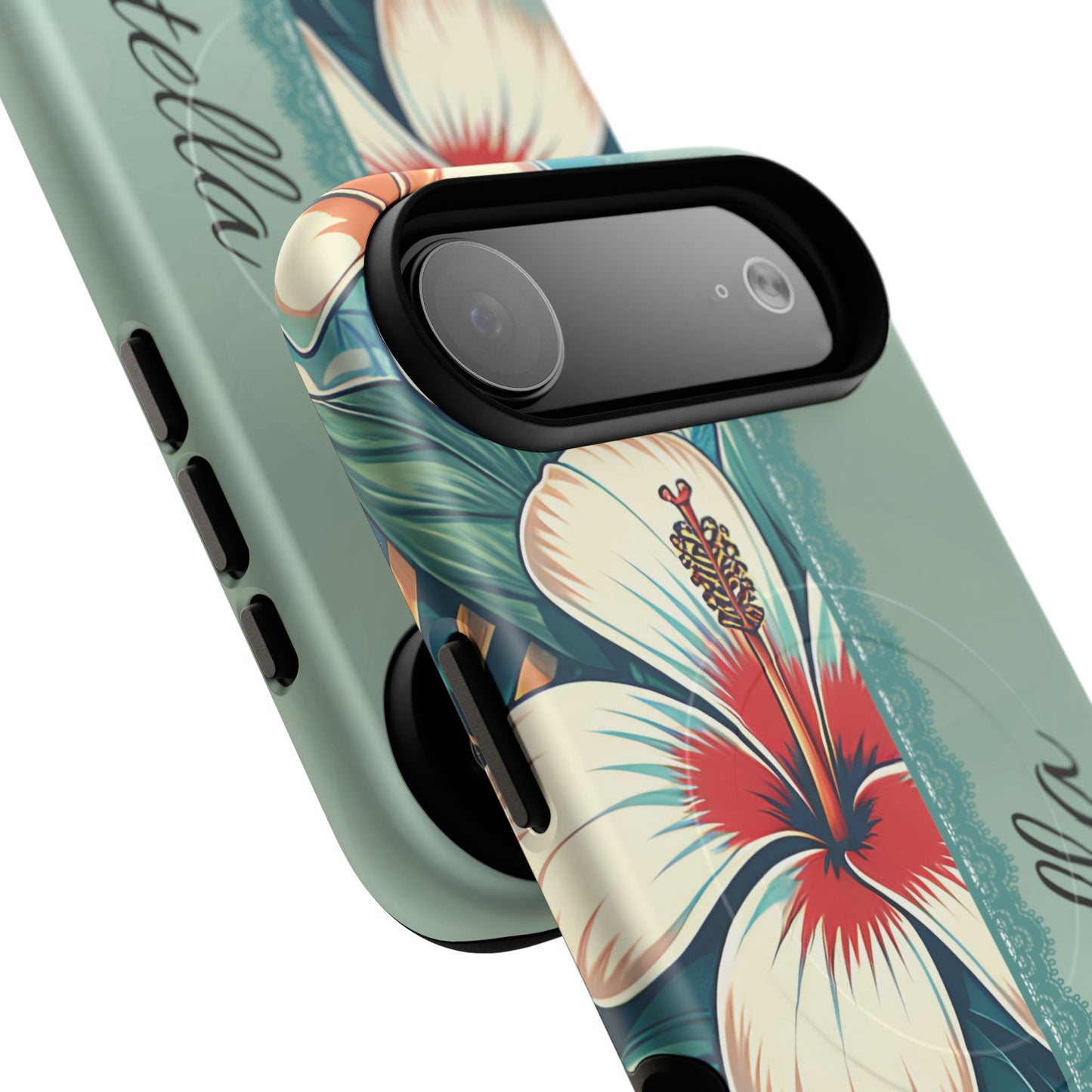 Personalized Tropical Floral Phone Case – Stylish Tough Magnetic Cases for iPhone, Customizable with Names, Perfect Gift for Nature Lovers