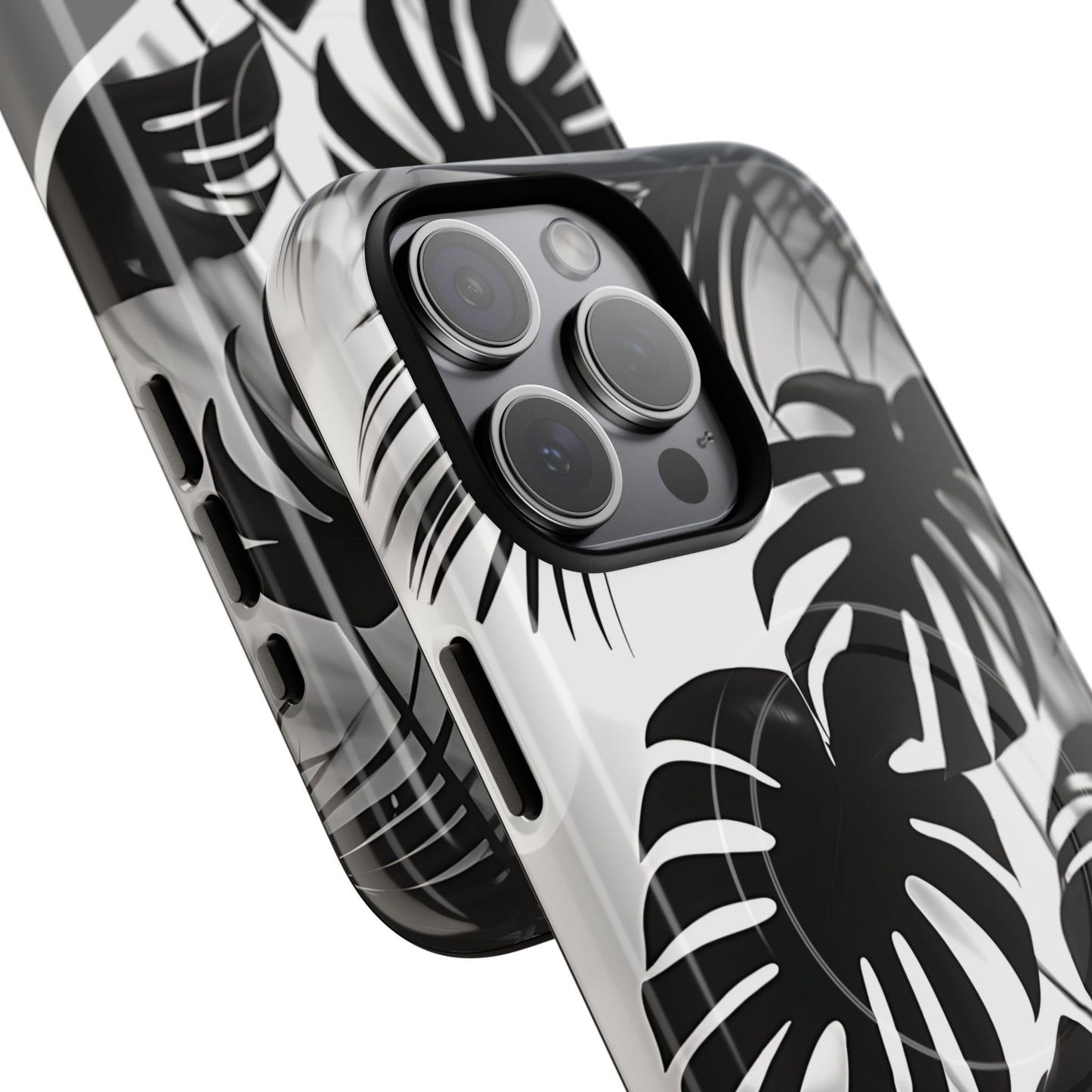 Personalized Monochrome Monstera Tropical Phone Case - Tough Magnetic MagSafe® Cases, Gifts for Nature Lovers, Stylish Phone Accessories, Gifts for Her.