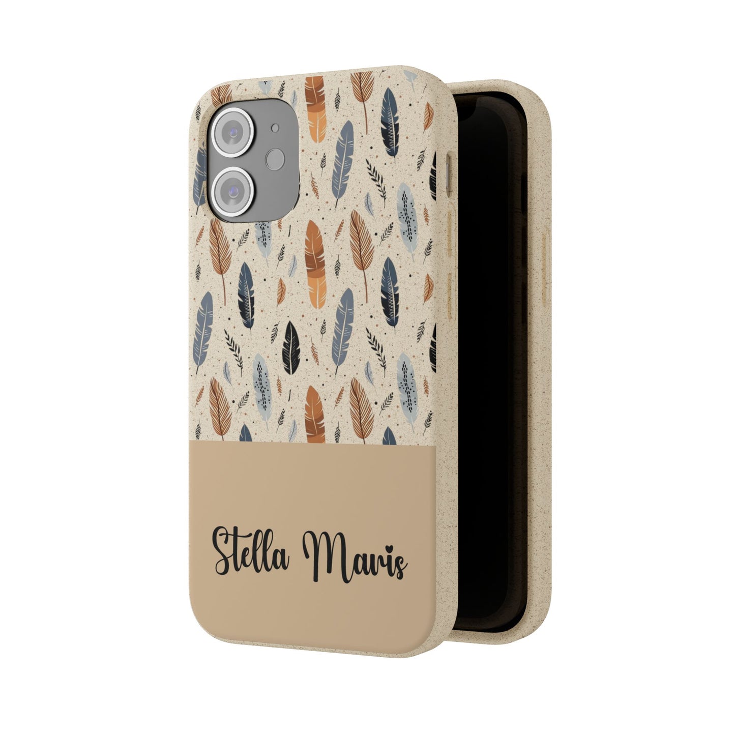 Personalized Whispering Feathers Samsung Biodegradable Case, Custom Name Case.