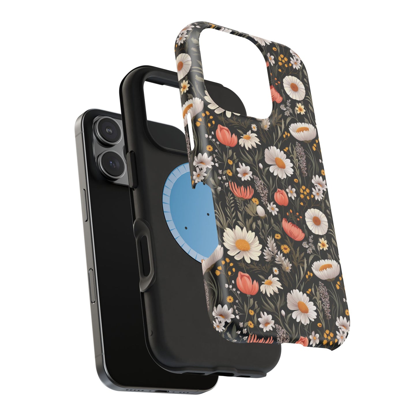 Blossom Elegance: Noir Garden Magnetic Tough iPhone Cases