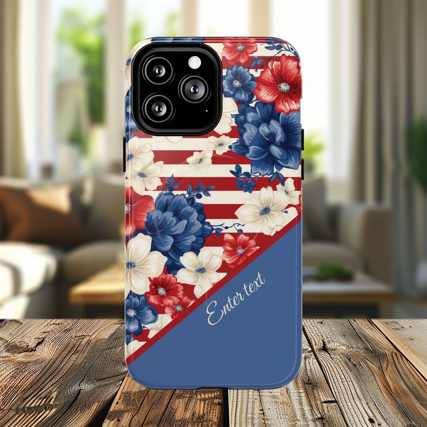 Personalized Stars, Stripes & Petals Tough Magnetic MagSafe Case, Patriotic Cover, Floral Design, Durable Protection, Gift for Her, Summer Vibes