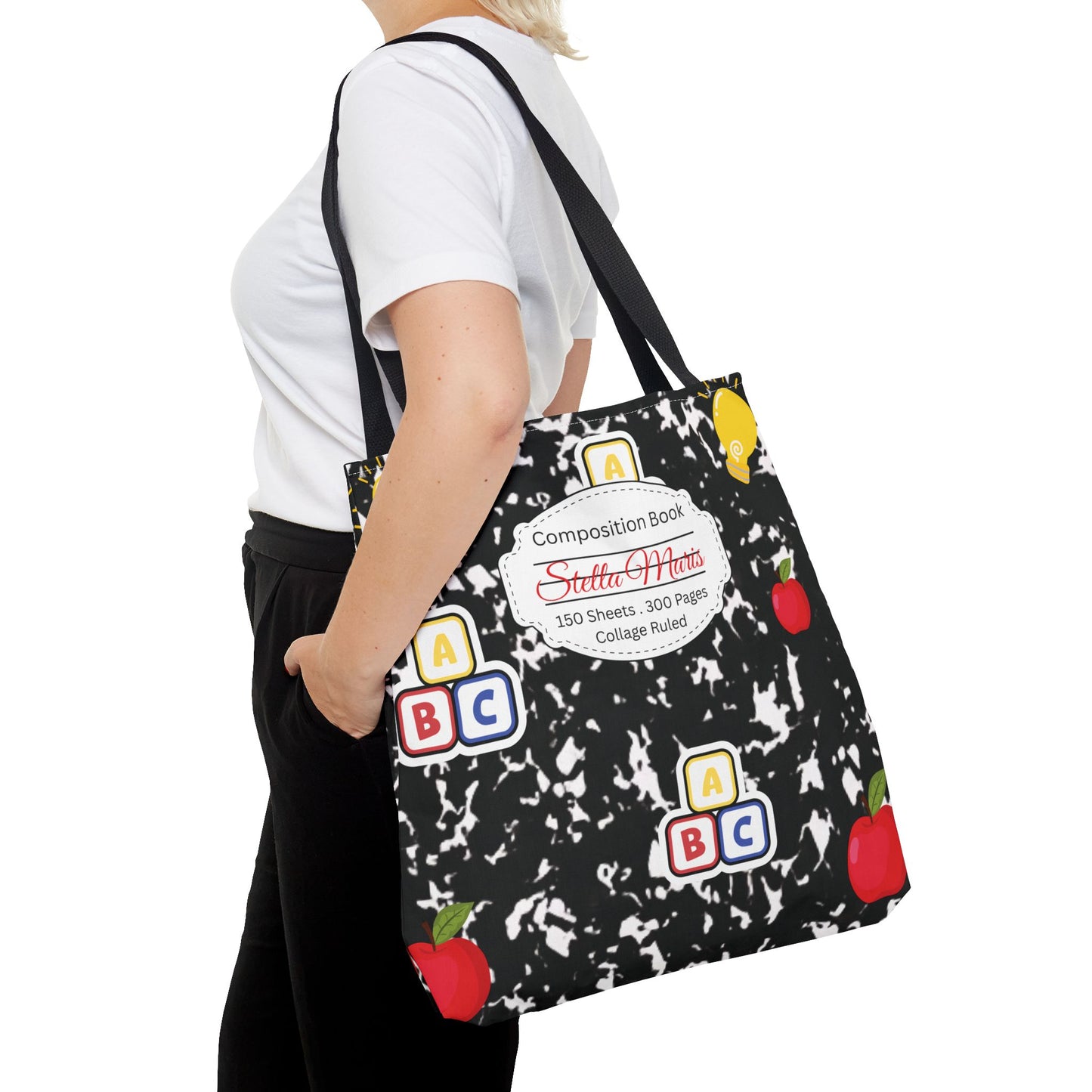 Personalized Composition Book InspiredTote Bag, Back to School Tote, Teacher Gift, Kids Bag, Custom Name Bag, Educational Accessories, Back to School Tote Bag.