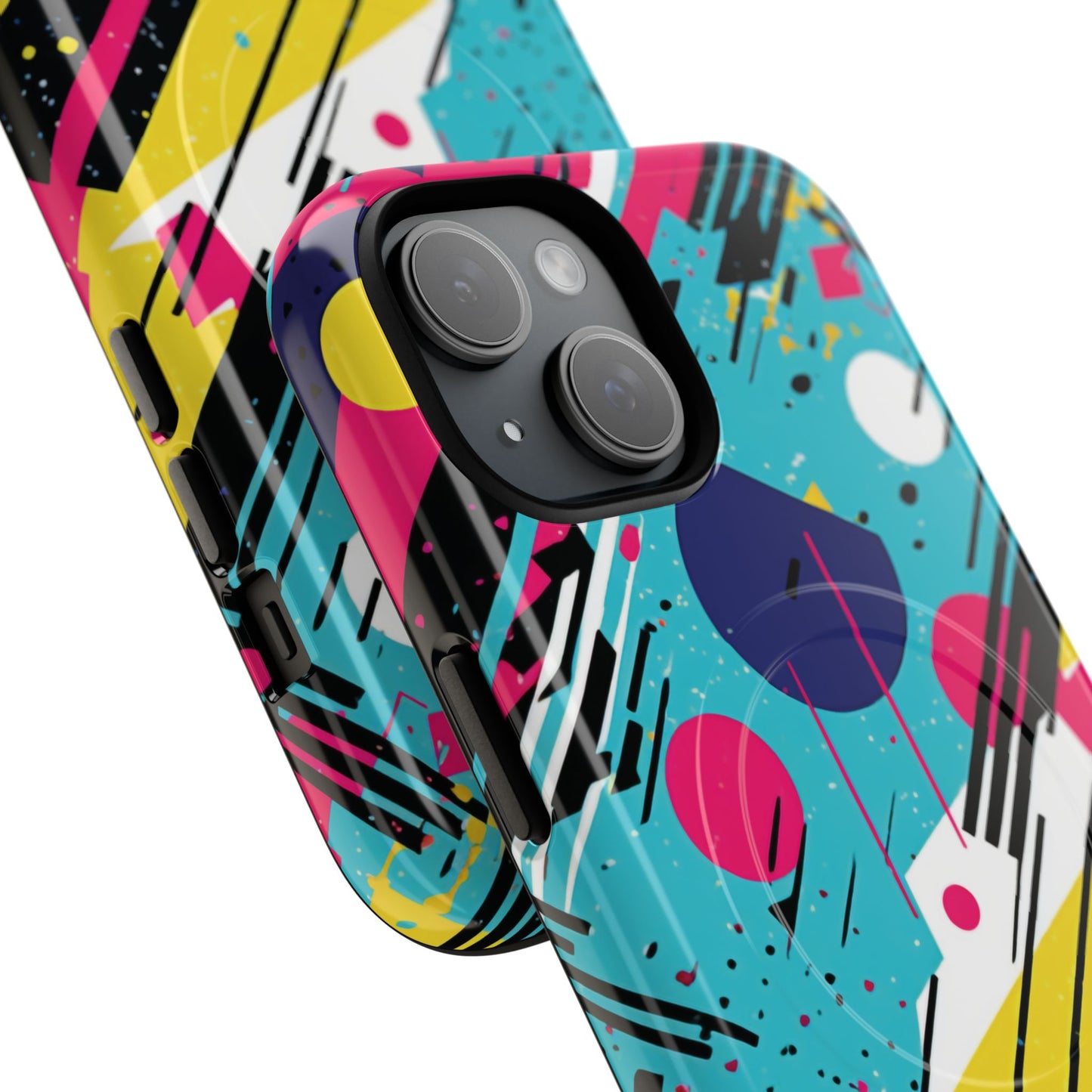 Retro Pop Vibes Magnetic iPhone Case with Abstract Design, Tough iPhone Cover, iPhone Accessory, Gift for Tech Lovers, Trendy iPhone Protector