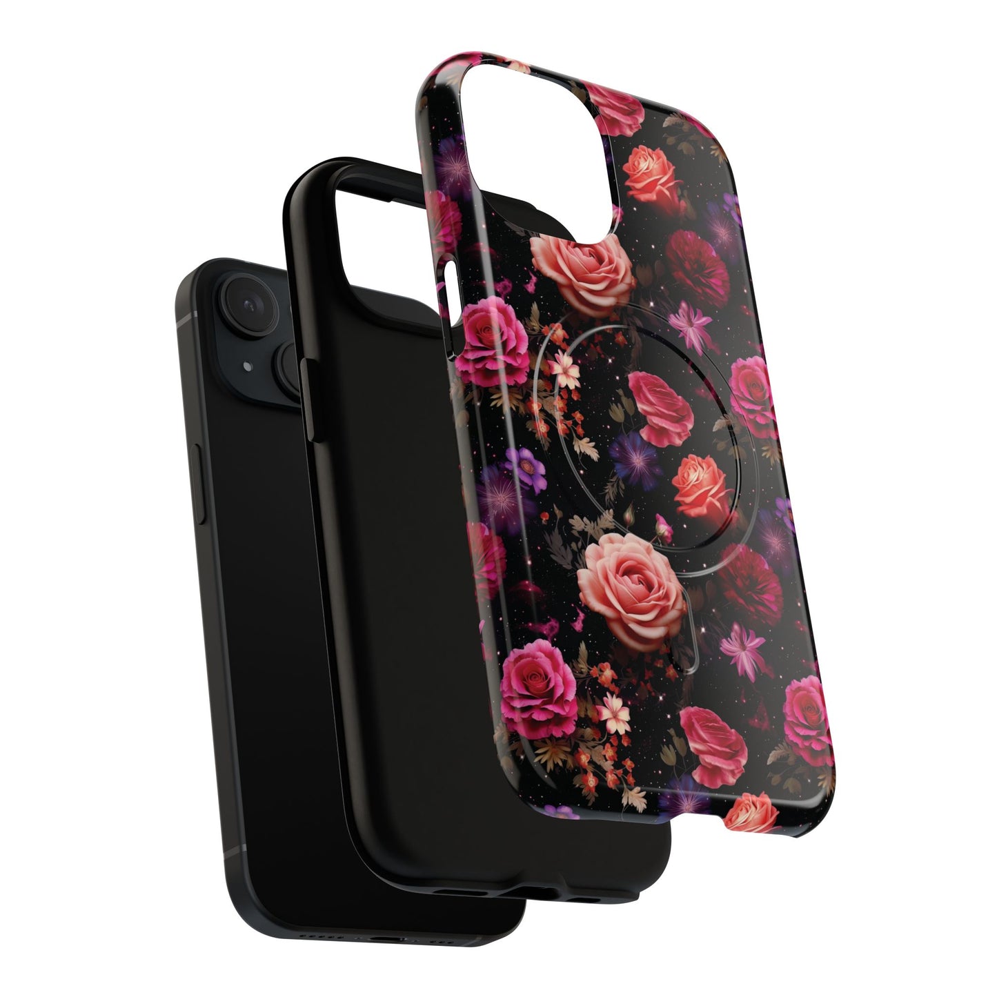 Starry Rose Garden Tough Magnetic Phone Case, Stylish Phone Cover, Gift for Her, Elegant Floral Design, Durable Phone Accessories