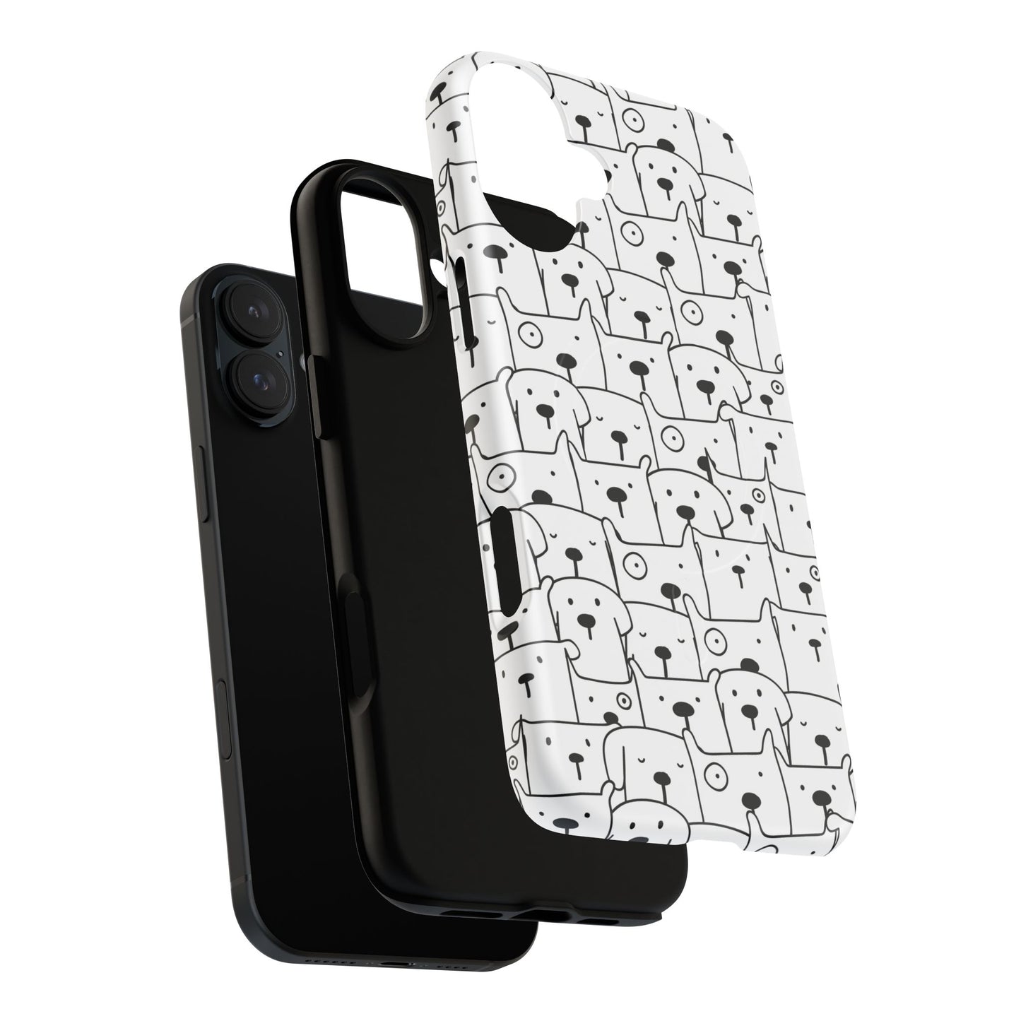 Cute Woof Line-Up iPhone Case, Tough Magnetic Case for Pet Lovers, Stylish Phone Accessory, Gift for Dog Owners, Protective Pet Case