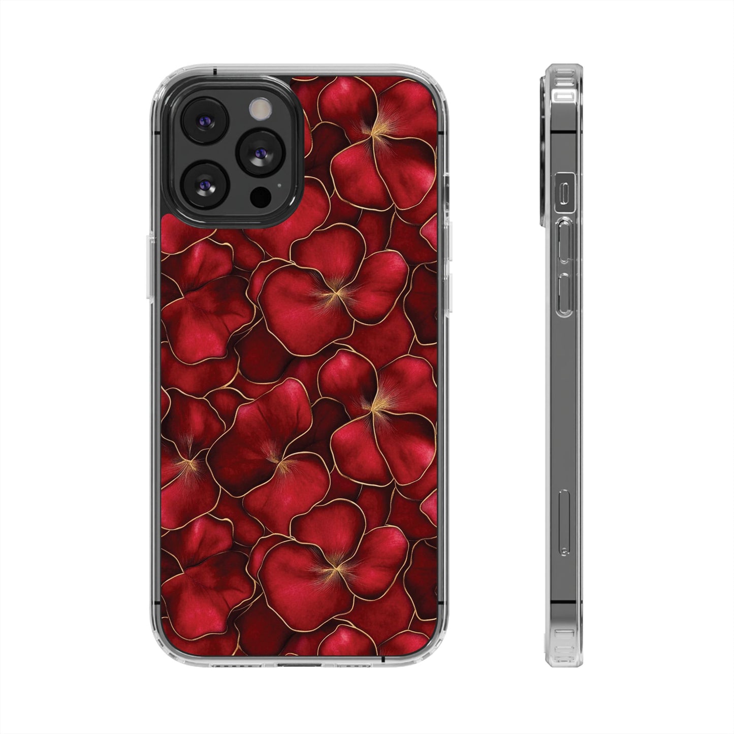 Velvet Petal Noir Floral Petal Clear Impact-Resistant iPhone and Samsung Case.
