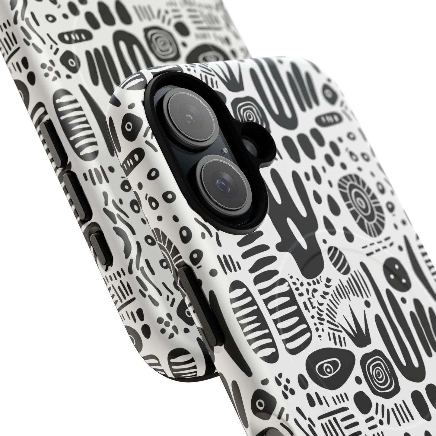 Abstract Monochrome Tough Magnetic iPhone Cases, Stylish Phone Cover, Durable Phone Protector, Modern Tech Accessories, Unique Gift Ideas