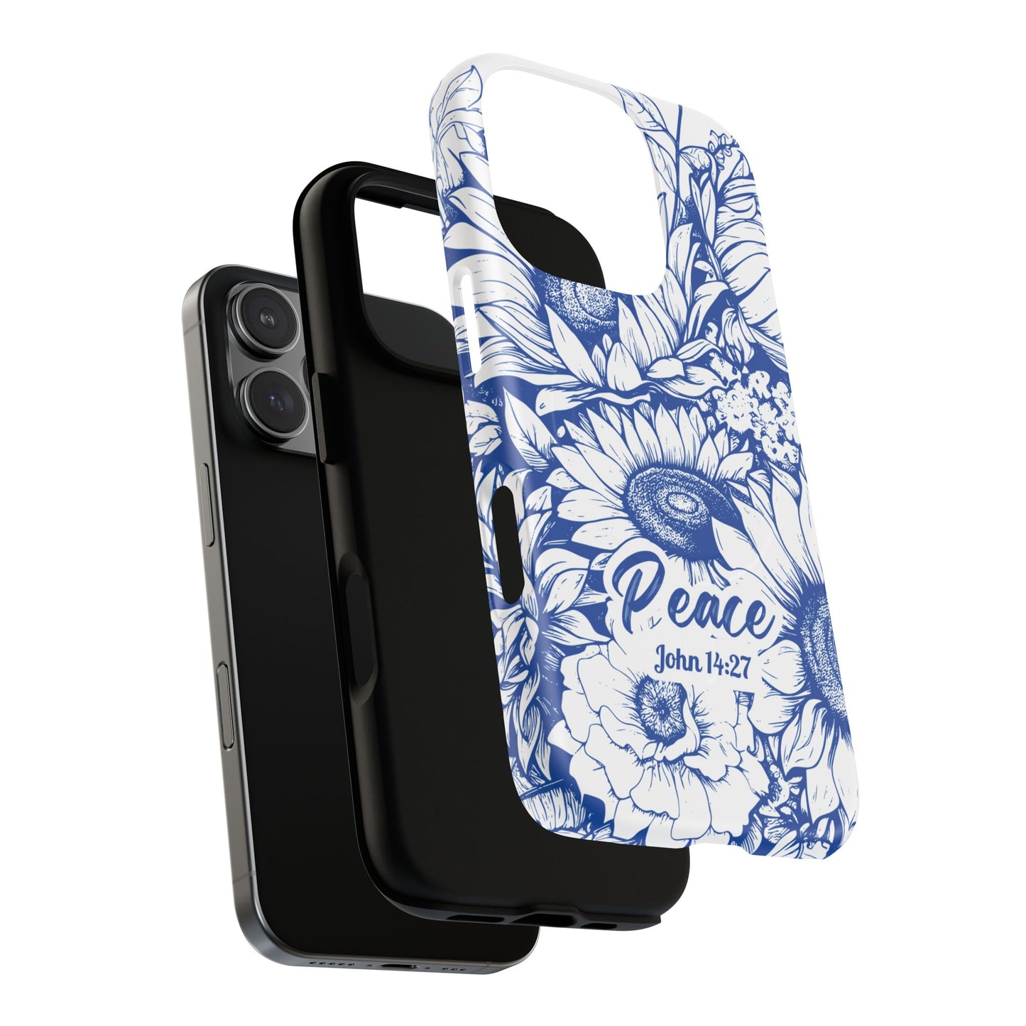 Peace I Leave with You John 14:27, Inspirational Gift, Tough iPhone Magnetic Case Scripture, Sunflower Bible Verse, MagSafe® iPhone® Tough Case, iPhone 14, iPhone 15, iPhone 16, Pro, Pro Max, Plus.