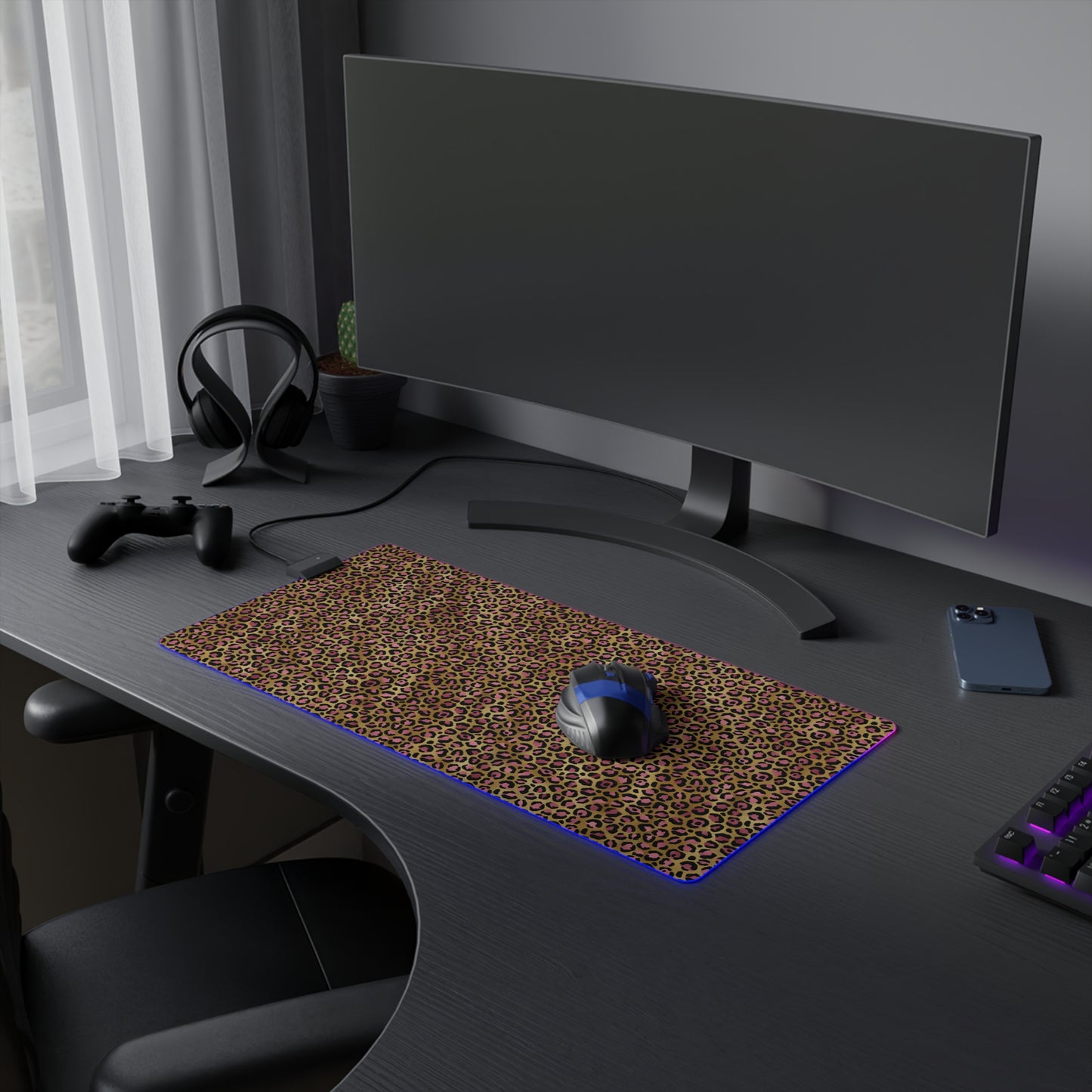 Leopard Luxe LED Gaming Mouse Pad