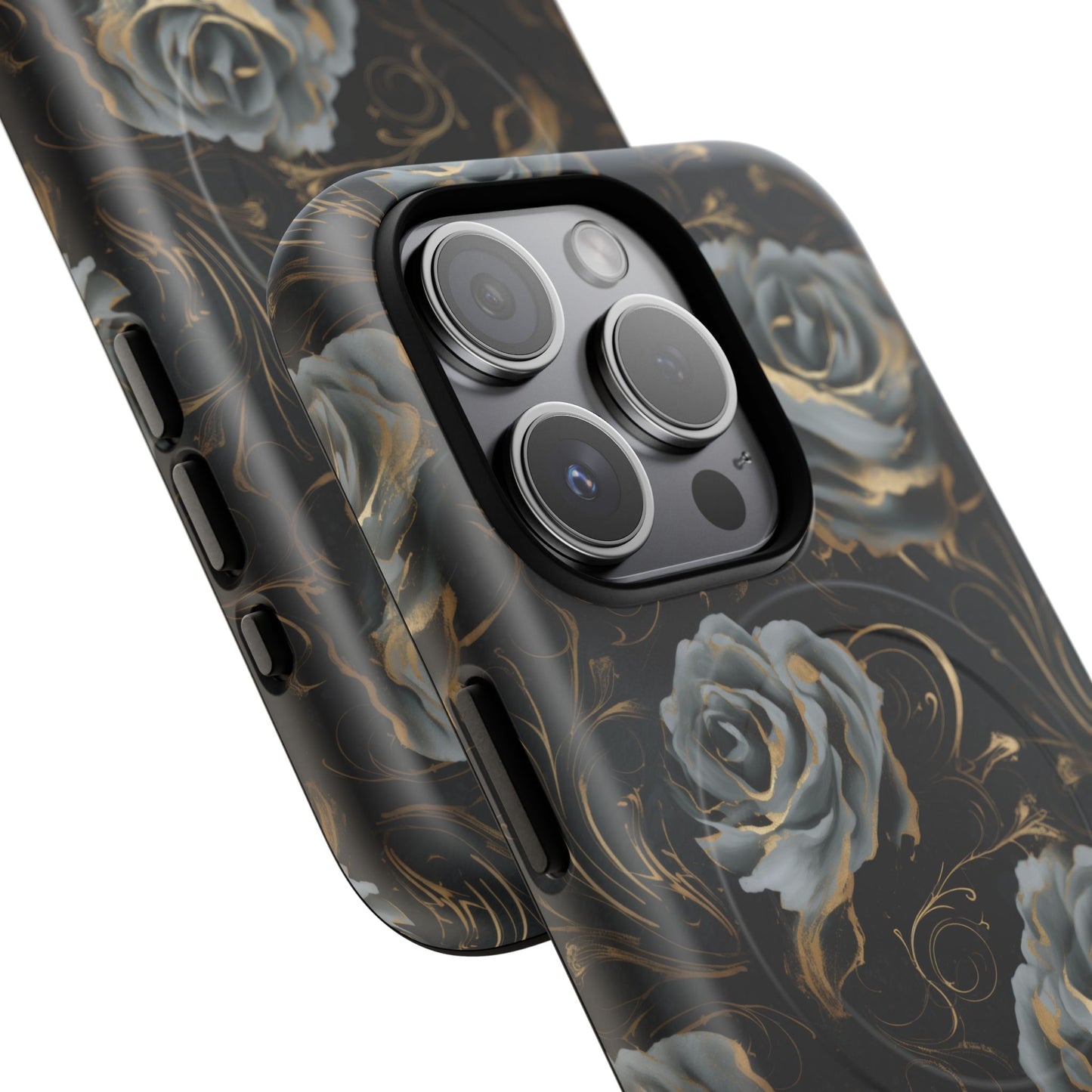 Midnight Bloom Tough iPhone Magnetic Cases,  iPhone 14, iPhone 15, iPhone 16, Pro, Pro Max, Plus MagSafe Case, Protective Tech Accessories, Gift for Her, Floral Design
