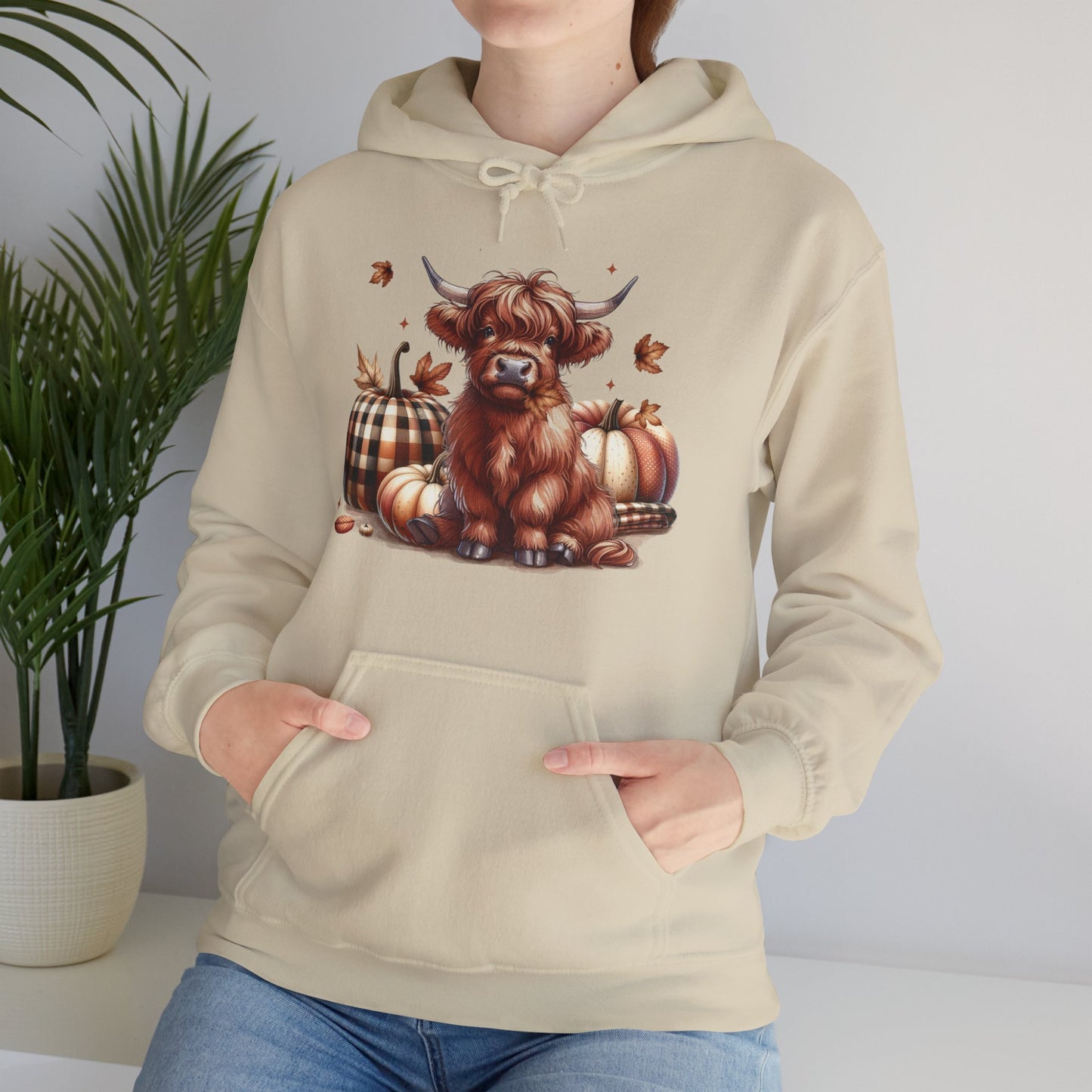 Autumn Highland Cow Charm Unisex Heavy Blend™ Hooded Sweatshirt