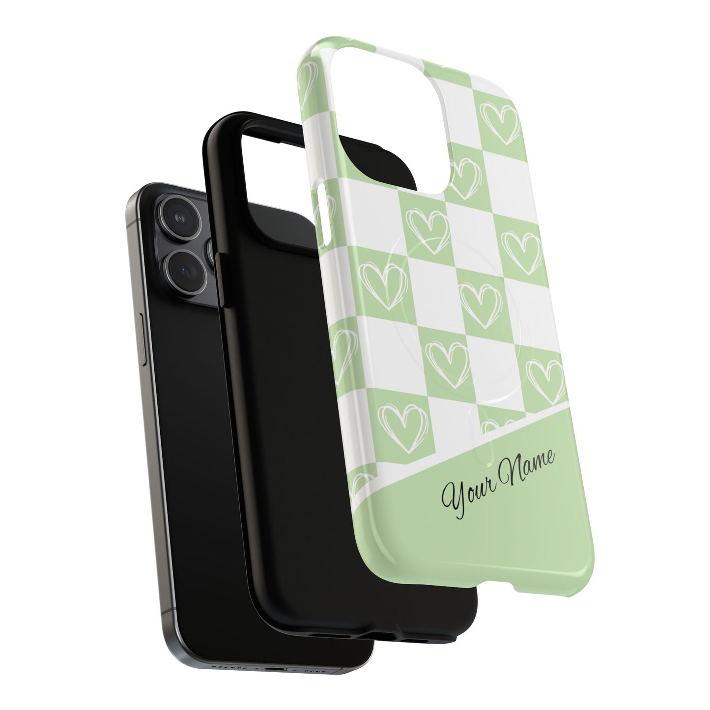 Personalized Chic Heart Pattern iPhone Case | Tough Magnetic Cases, Stylish iPhone Protection, Gift for Her, Trendy Accessories, Everyday Use