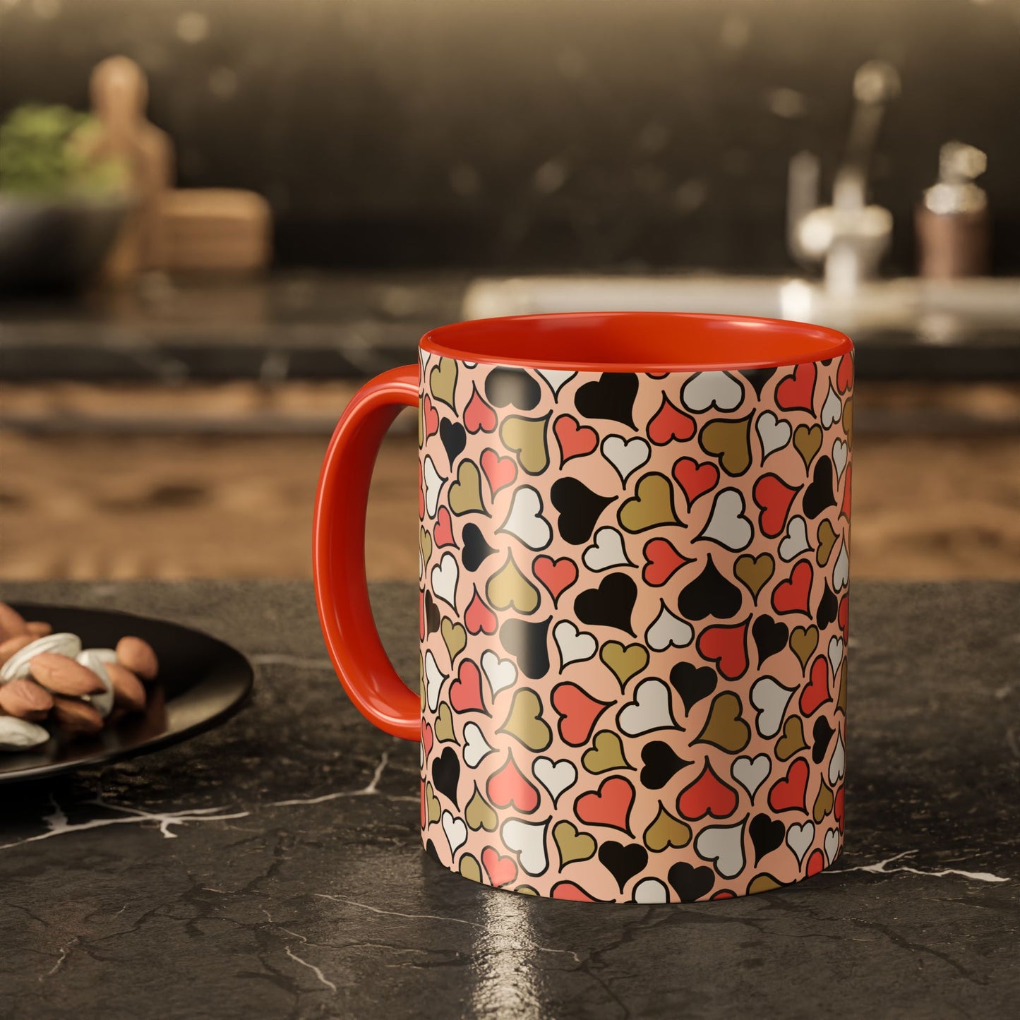 Heart Patterned Coffee Mug - Colorful Love Design, Perfect for Gifts & Celebrations