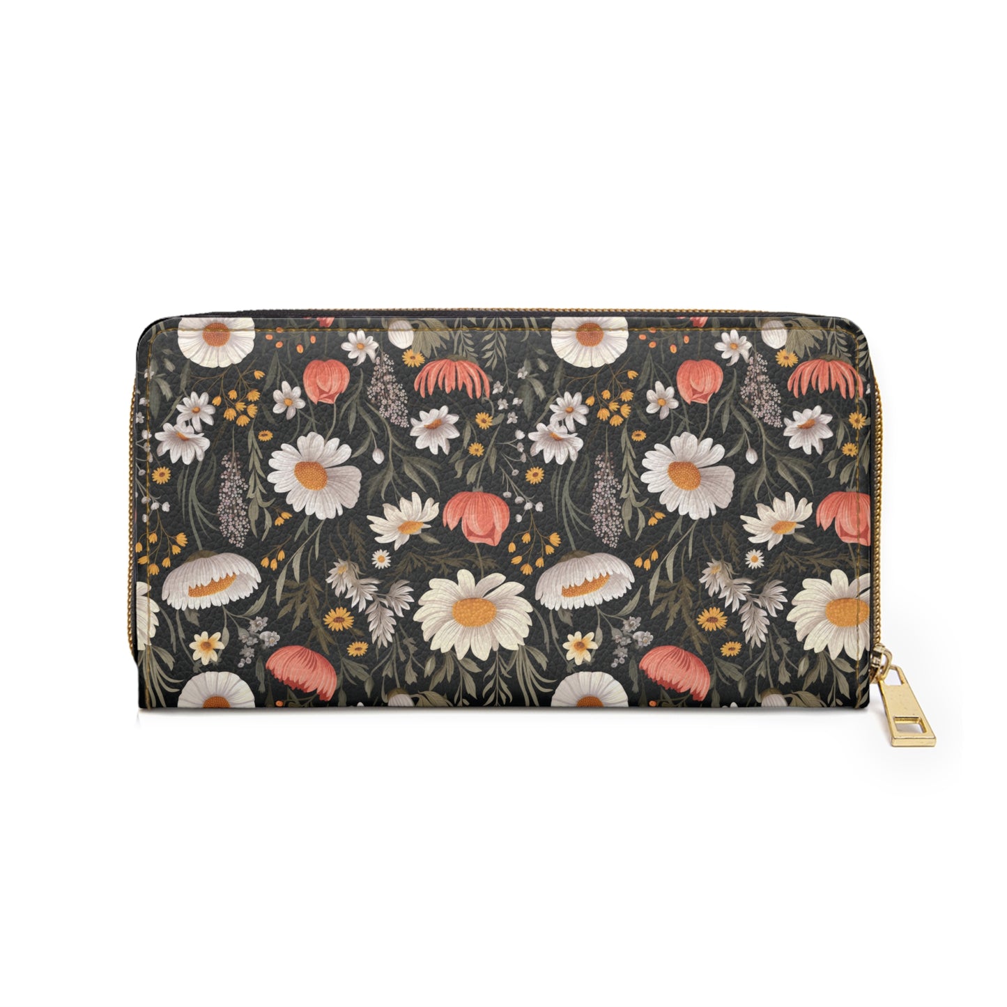 Blossom Elegance: Noir Garden Zipper Wallet, Chic Wallet for Women, Floral Print Purse, Everyday Organizer, Gift for Her, Mother's Day Wallet