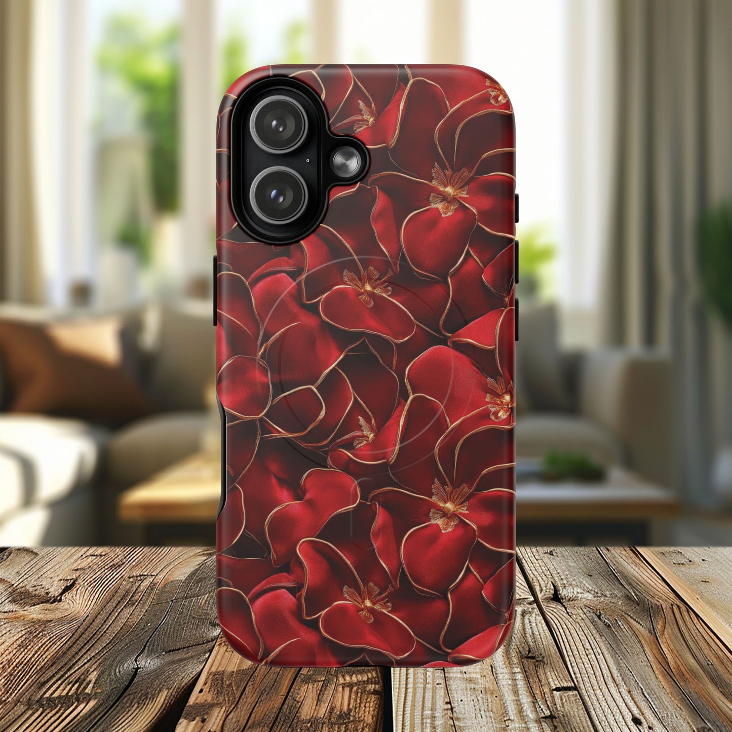 Crimson Bloom Tough iPhone Magnetic Case, Protective iPhone Case, Stylish iPhone Cover, Gift for Her, Mother's and Birthday Gifts, Unique Floral Accessories