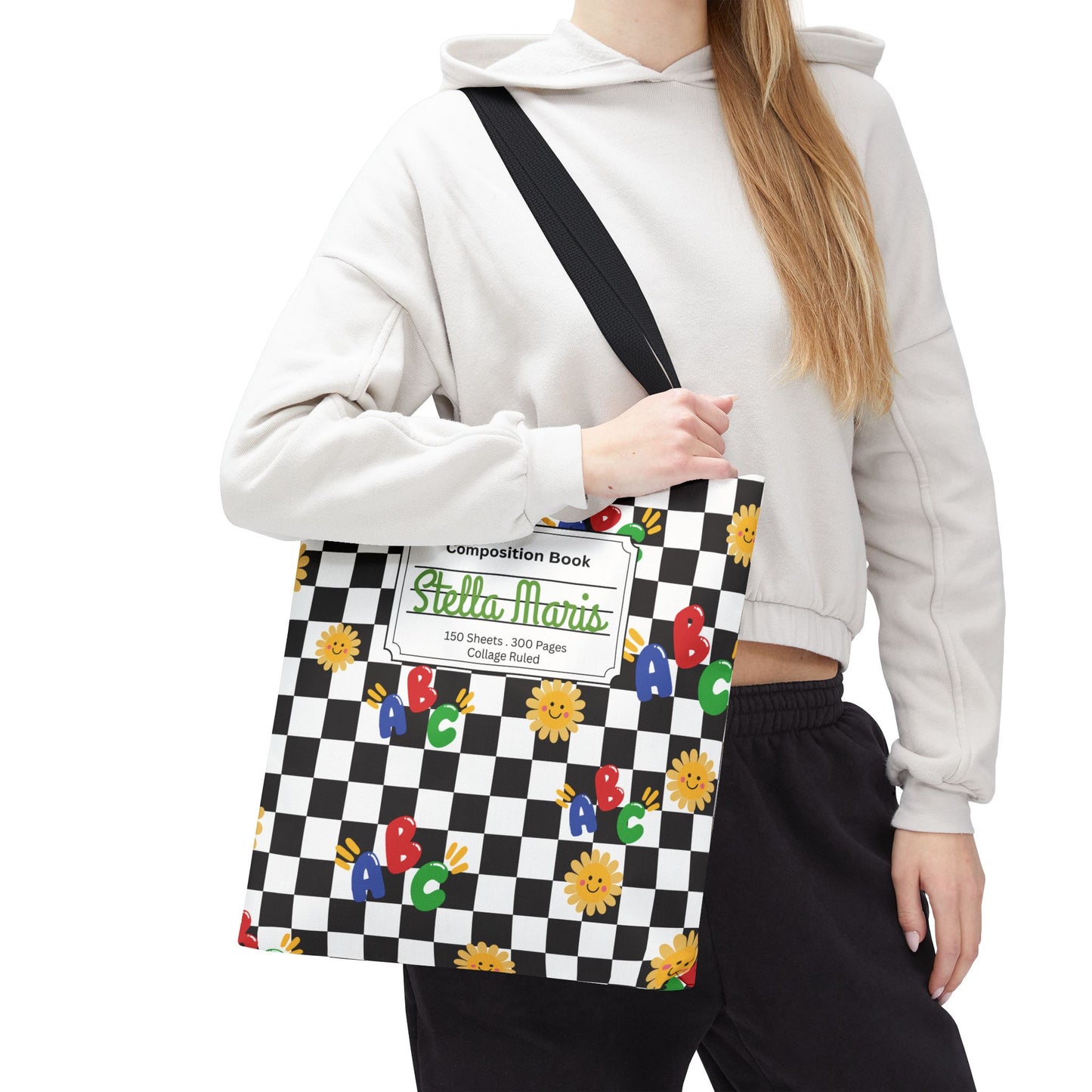 Personalized Schoolyard Chic Composition Book Inspired Tote Bag, Back to School Tote, Teacher Gift, Kids Bag, Custom Name Bag, Educational Accessories, Back to School Tote Bag.
