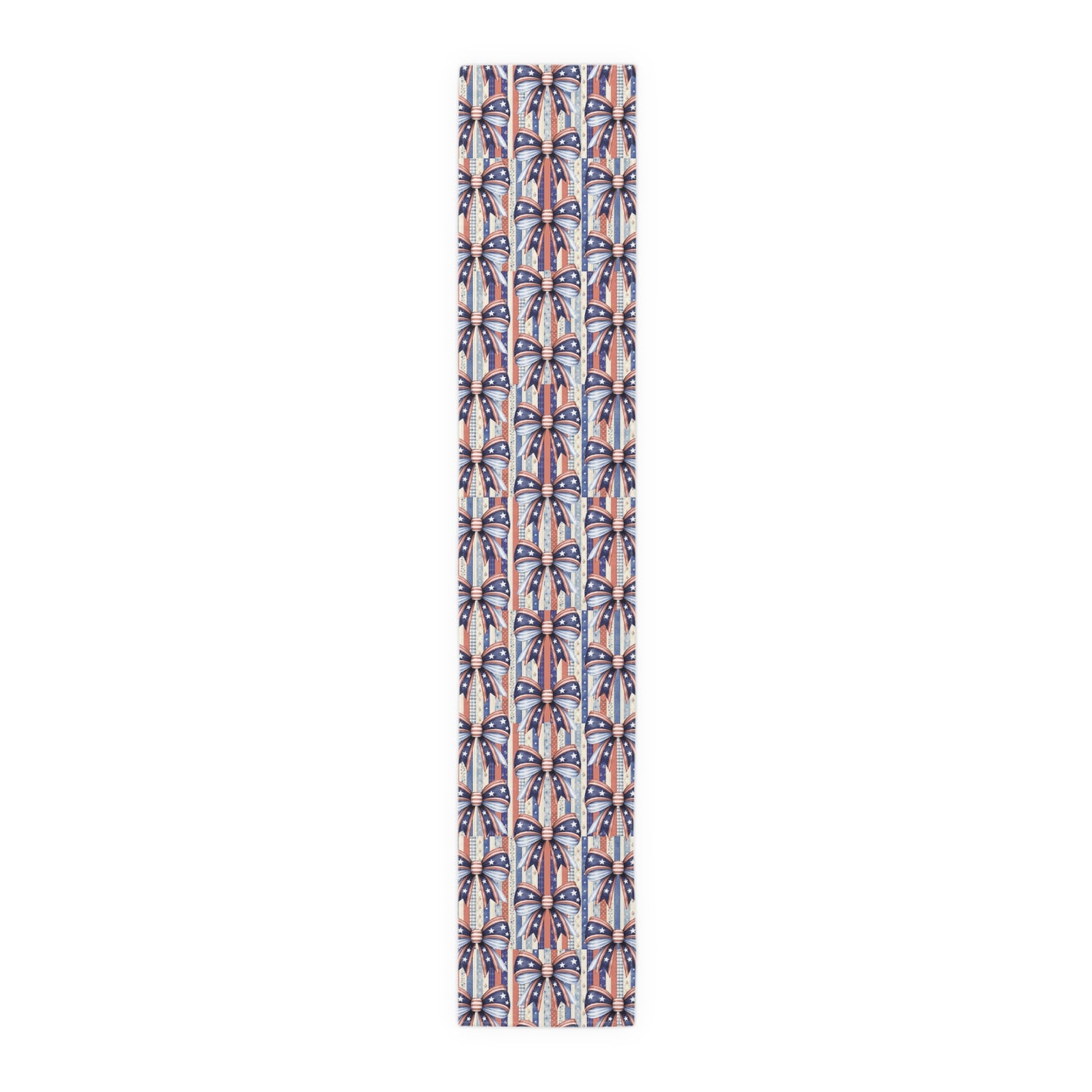 Patriotic Ribbon Table Runner — American Flag Stars & Stripes Cotton-Blend