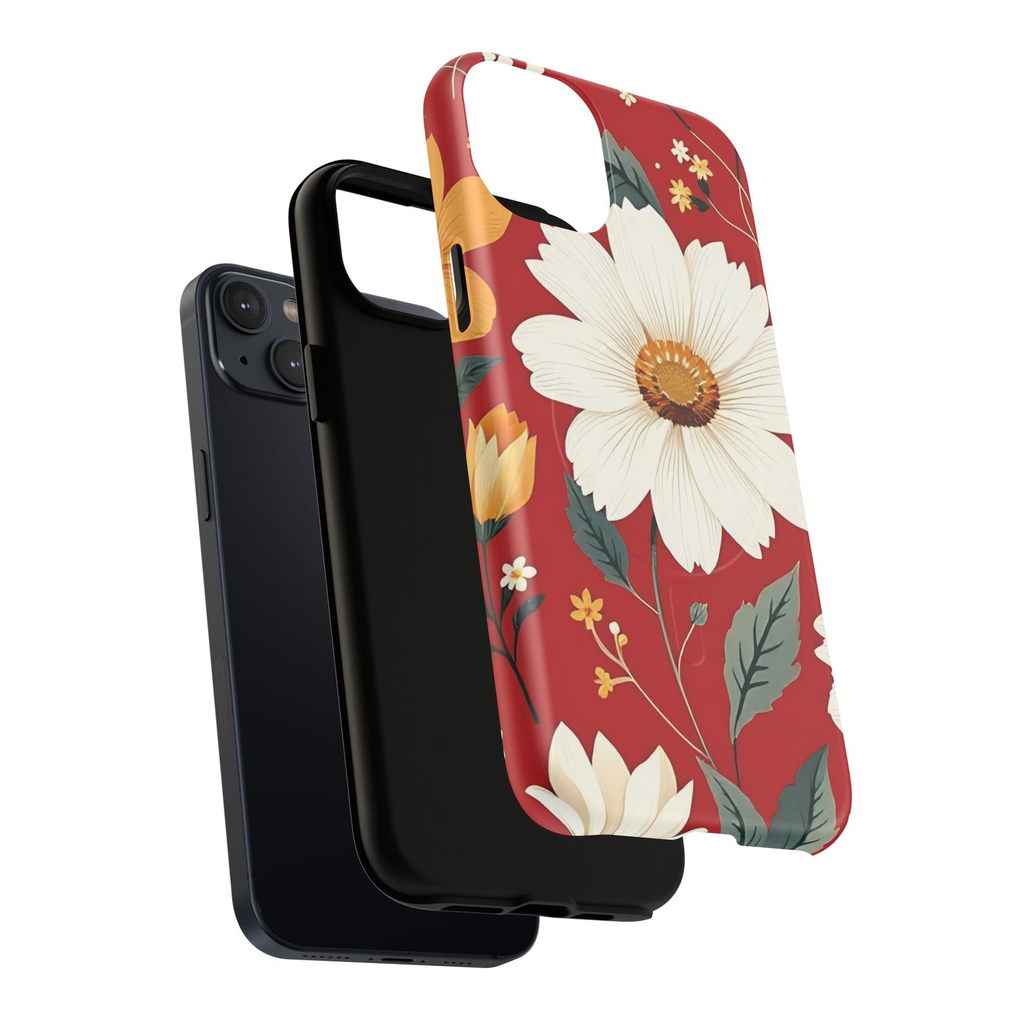 Floral Fusion Tough Magnetic Phone Case | Flower Design, Durable Protective Cover, Gift for Her, Spring Style, Unique Phone Accessory.