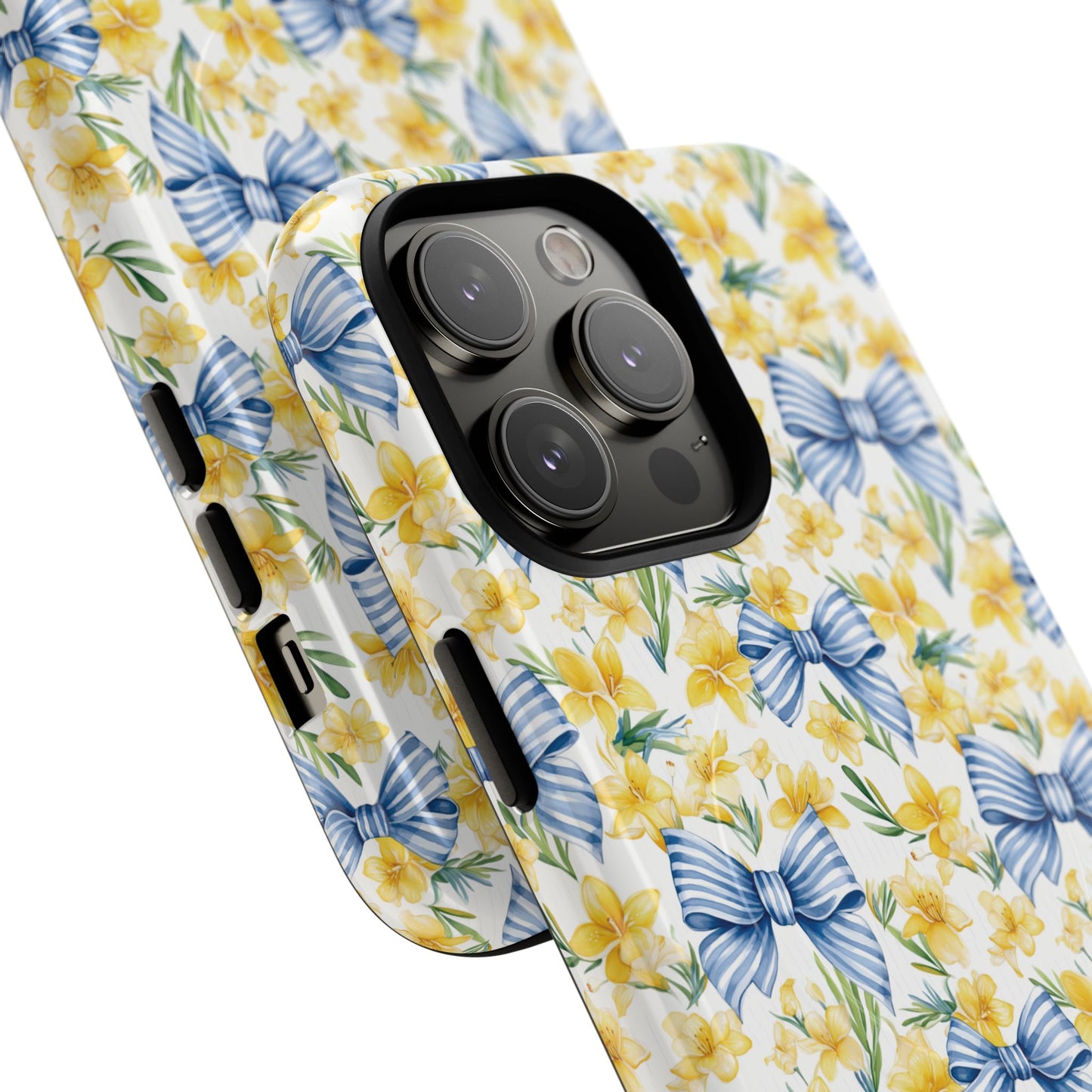Sunshine Blue Coquette Bows Tough iPhone Magnetic Case for iPhones, Cute iPhone Cover, Spring Gift, Durable Case, Custom iPhone Protection