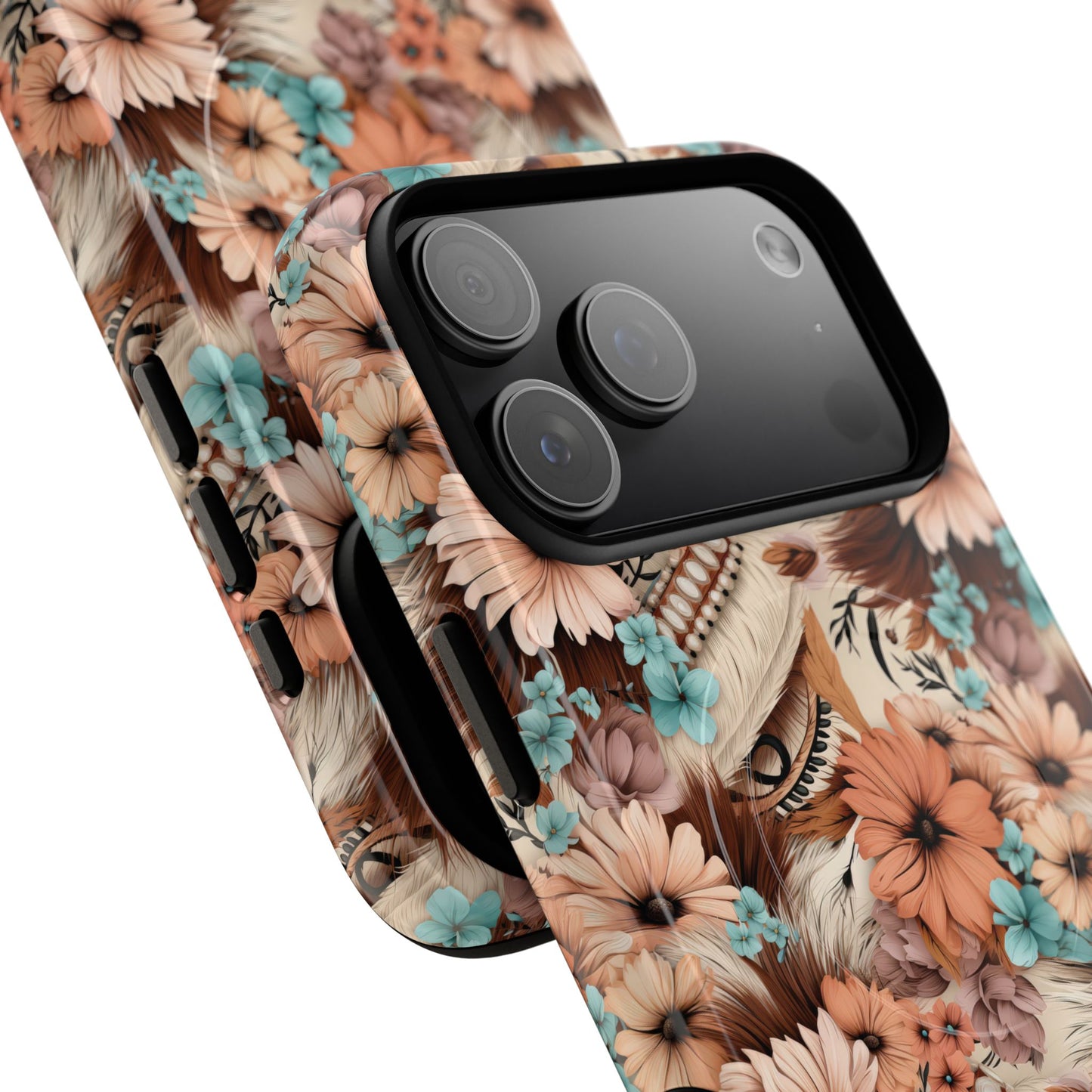 Spirit in Bloom Tough iPhone Magnetic Cases, Cute iPhone Accessories, Flower Design, Gifts for iPhone 14, 15, 16, 17, Pro Max, Boho Style, Western Style