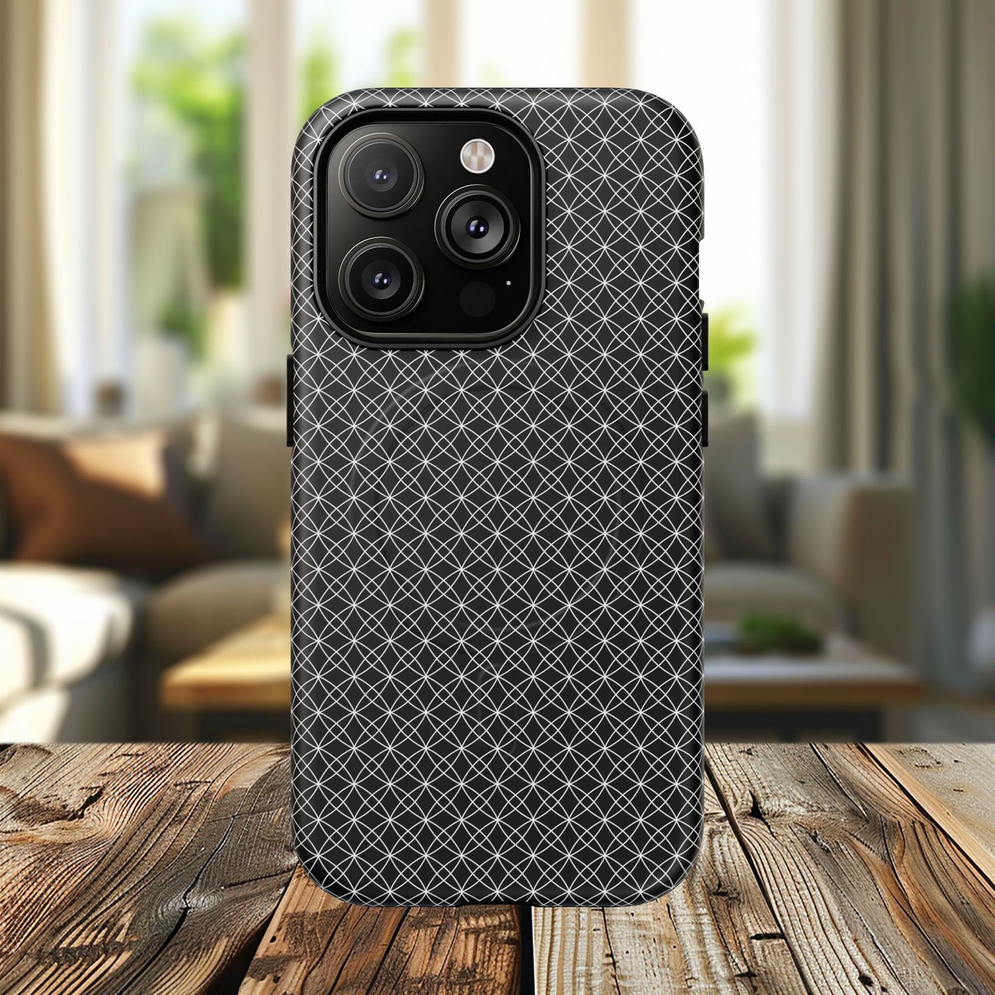Urban Lattice Tough Magnetic iPhone Case, Stylish Protective Cover, Tech Gift for Him/Her, Durable Everyday Use, Trendy Mobile Accessories