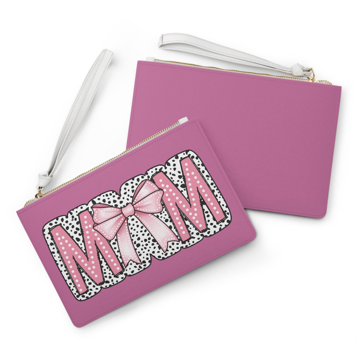 Coquette MOM Clutch Bag - Vegan Leather Saffiano Pattern Fashionista On-the-Go Zip Fastening Wrist Strap.